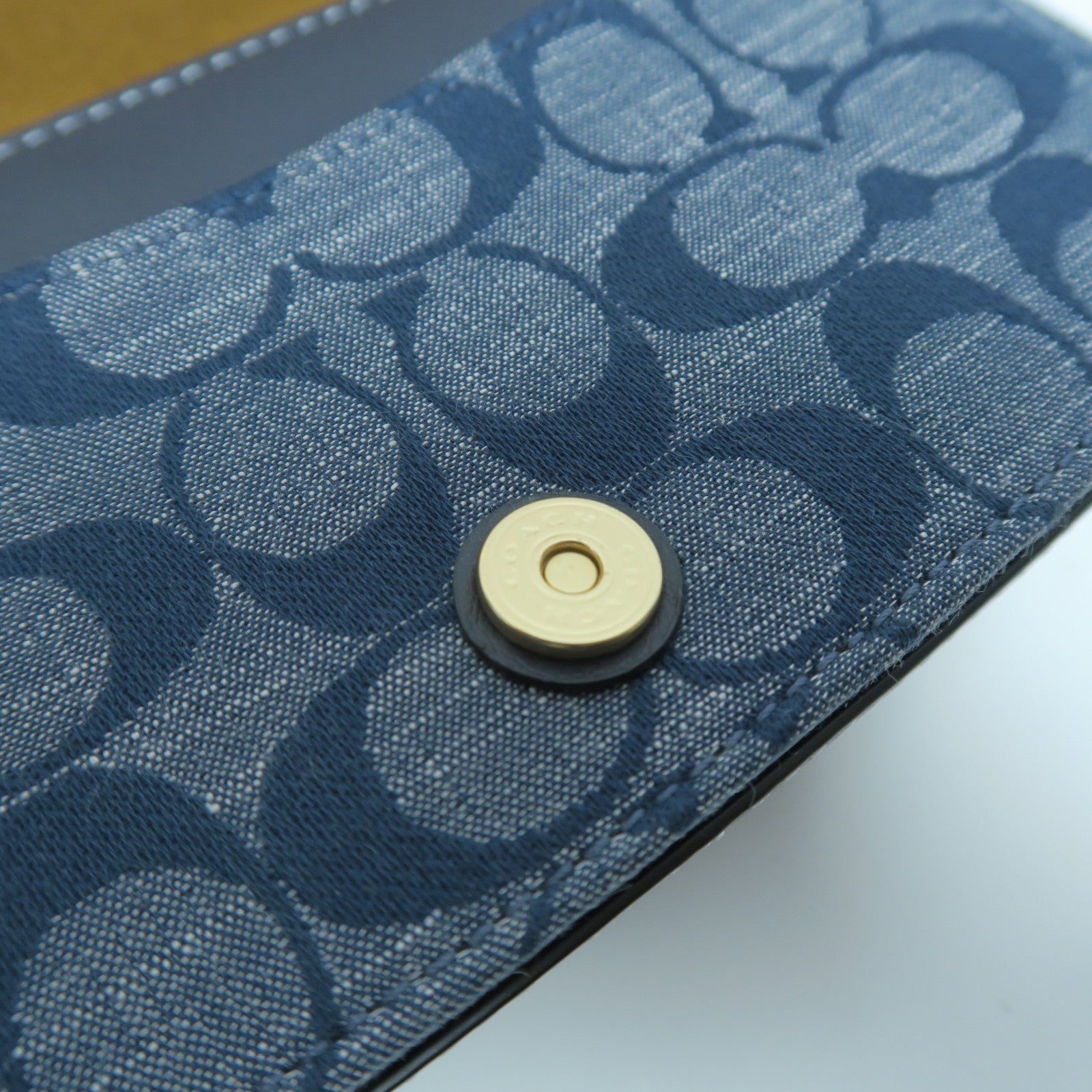 COACH 帆布/皮革Chain Shoulder Bag金扣鏈帶肩背袋藍色