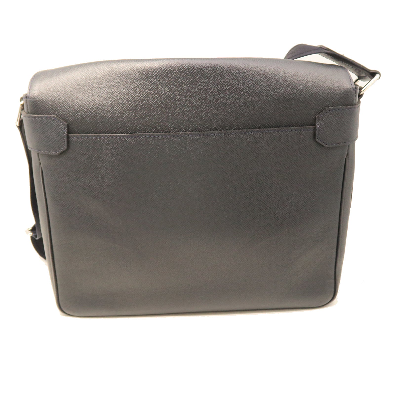 LOUIS VUITTON Taiga Roman MM Silver Buckle Shoulder Bag Black