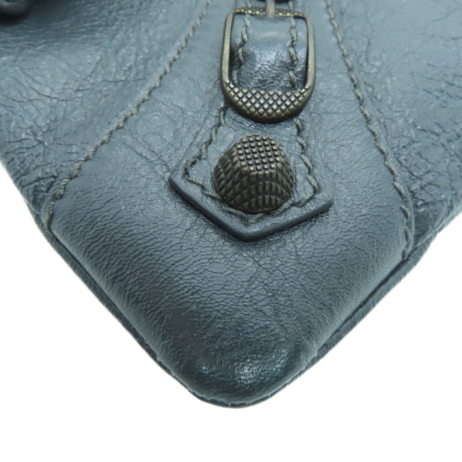 BALENCIAGA 牛皮皮革Clutch金扣手拿包灰色