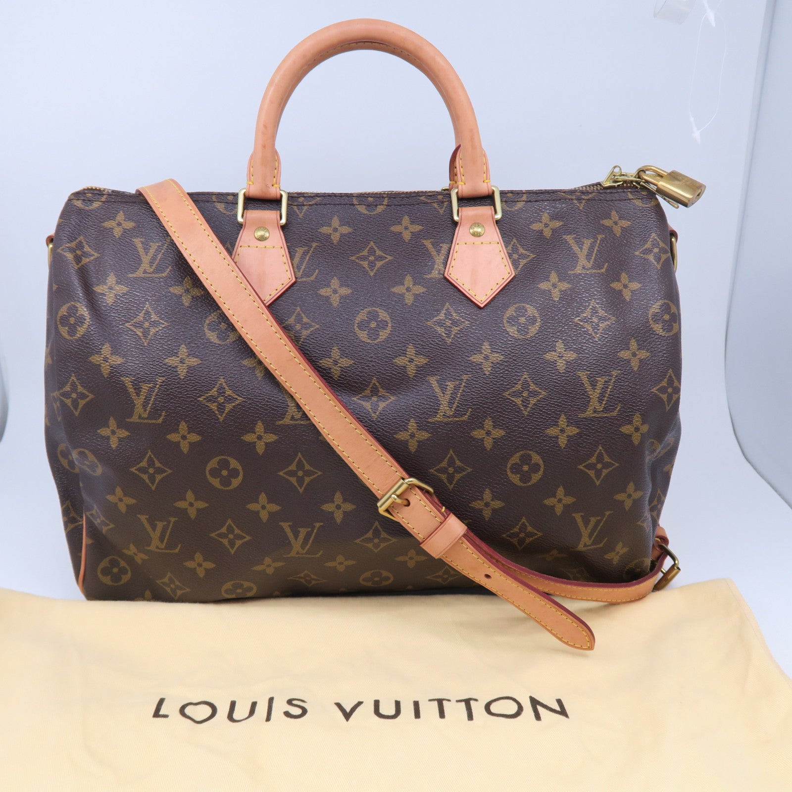 LOUIS VUITTON Monogram Speedy Bandouliere 35金扣手挽肩背兩用袋啡色