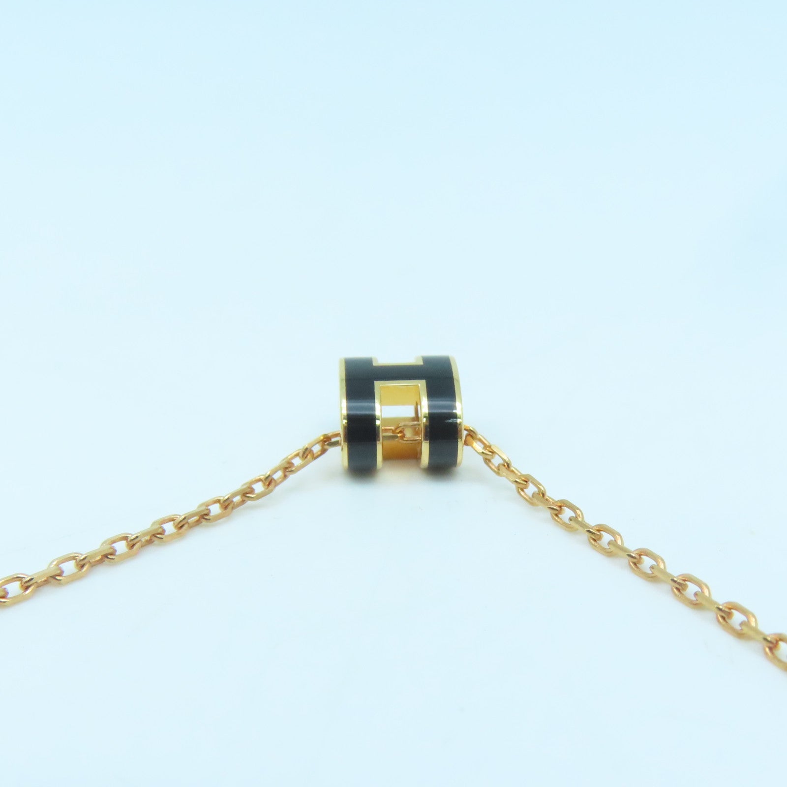 HERMES Metal Mini Pop H Necklace Black/Gold