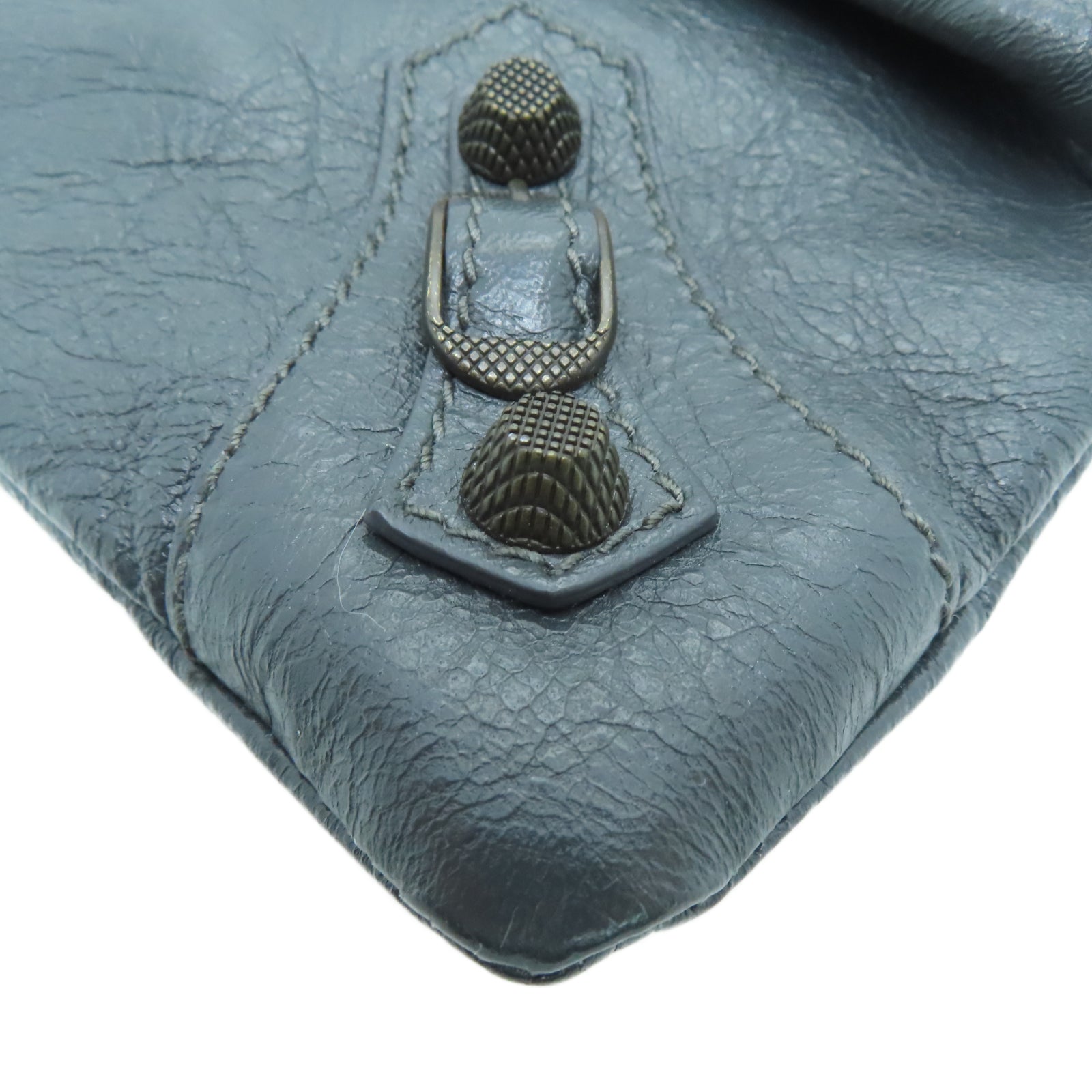 BALENCIAGA 牛皮皮革Clutch金扣手拿包灰色