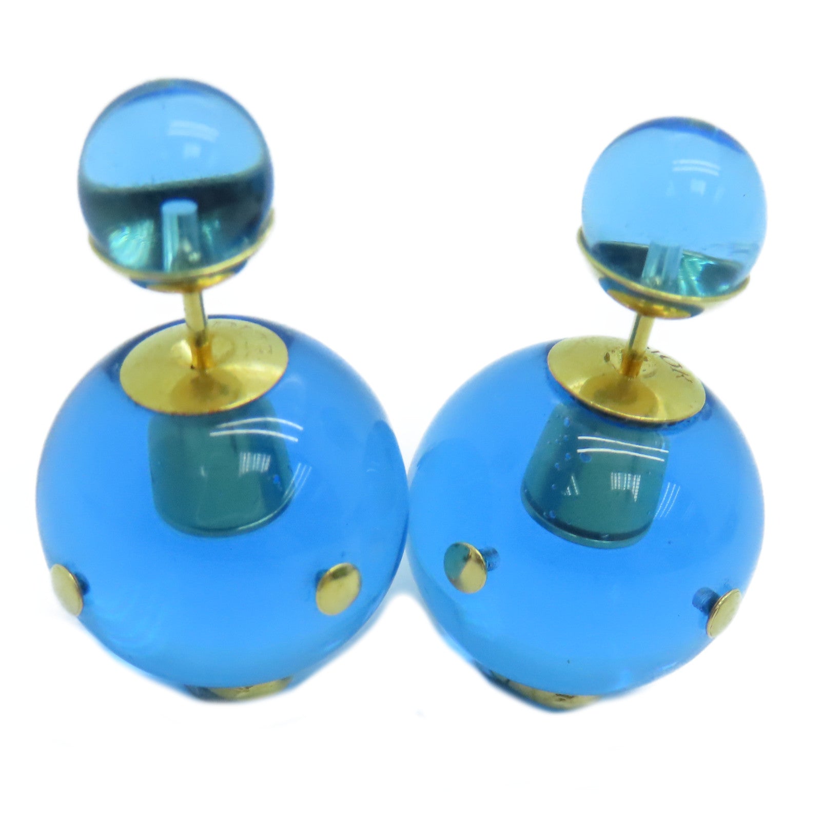 Dior 金屬Tribales Earrings耳環金色/藍色