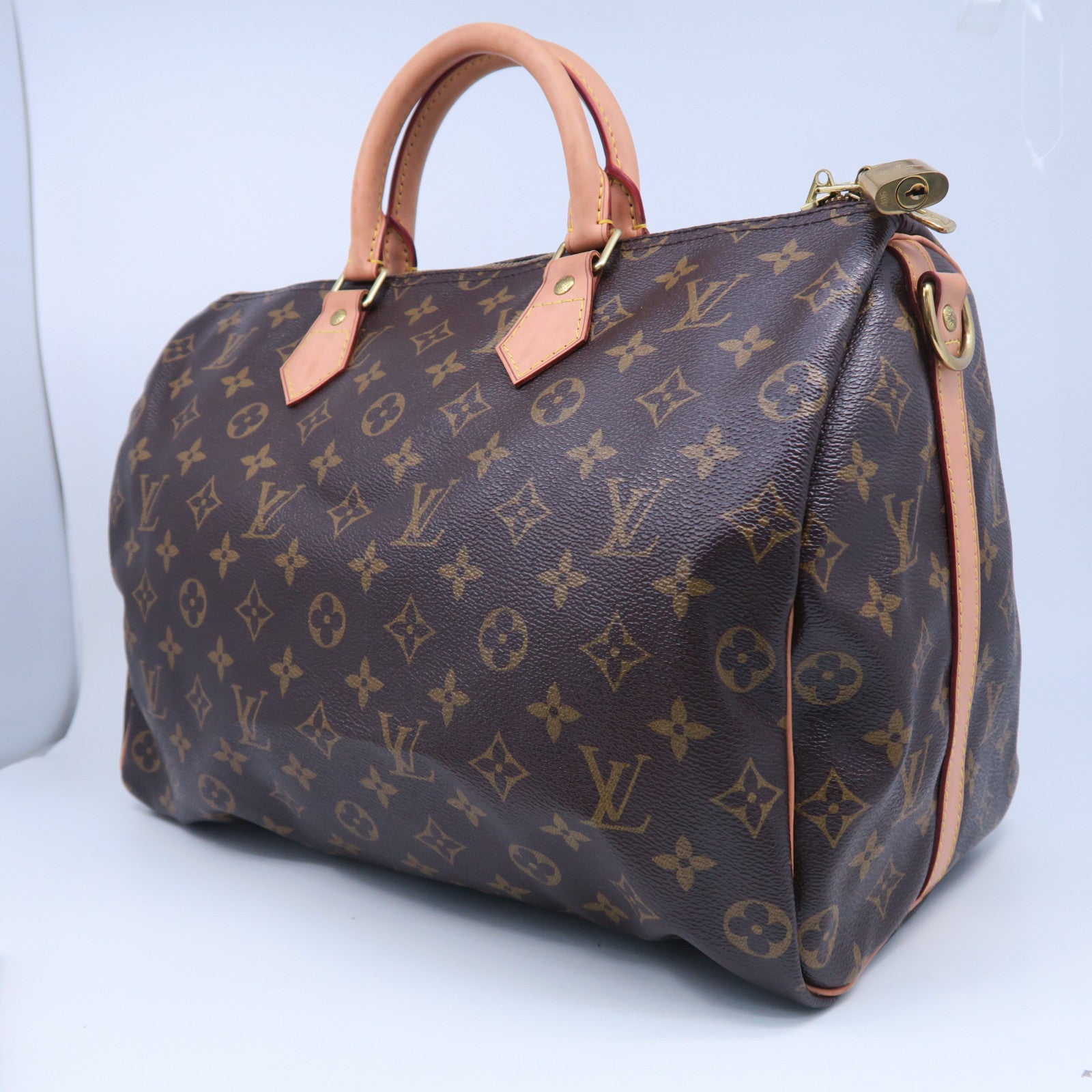 LOUIS VUITTON Monogram Speedy Bandouliere 35金扣手挽肩背兩用袋啡色