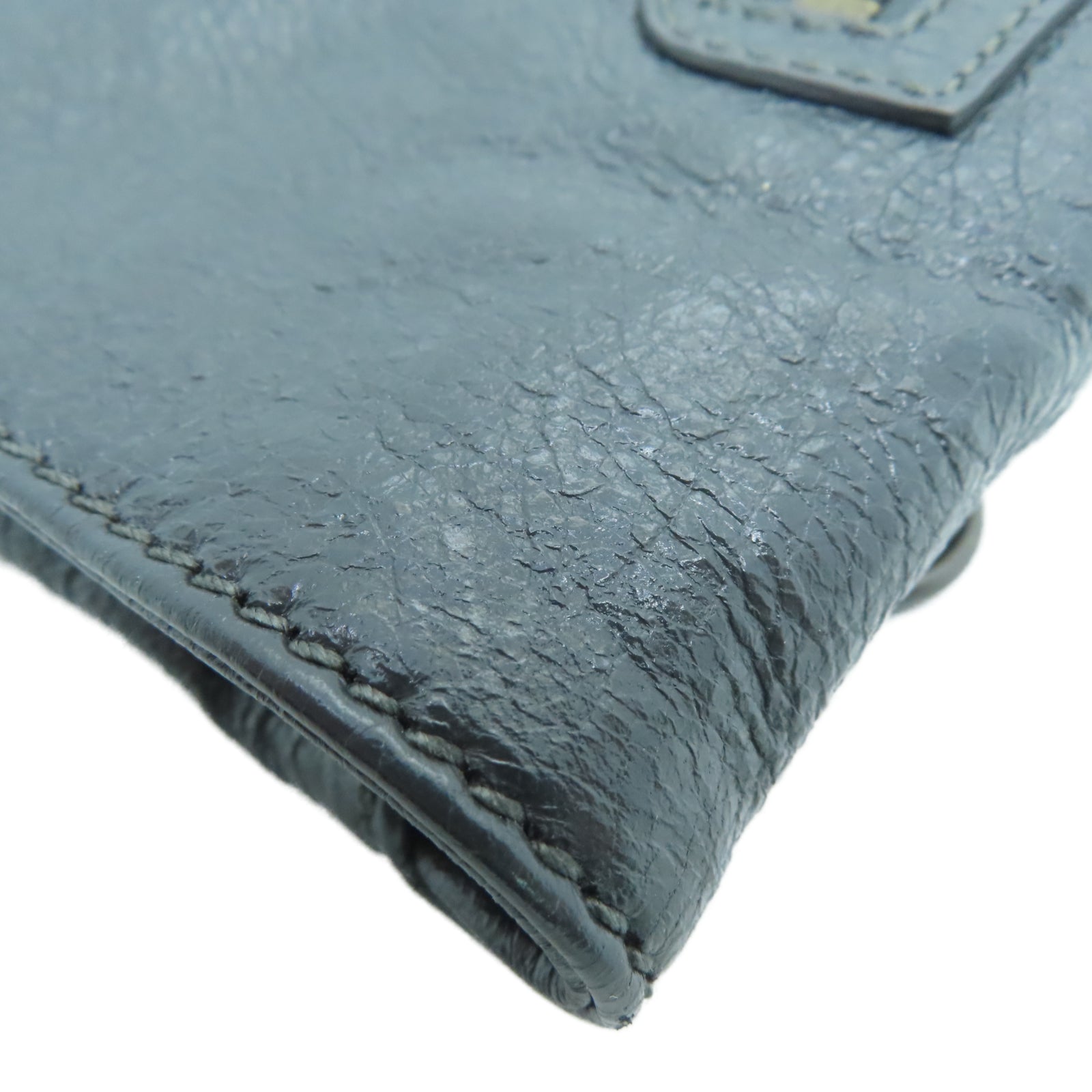 BALENCIAGA 牛皮皮革Clutch金扣手拿包灰色