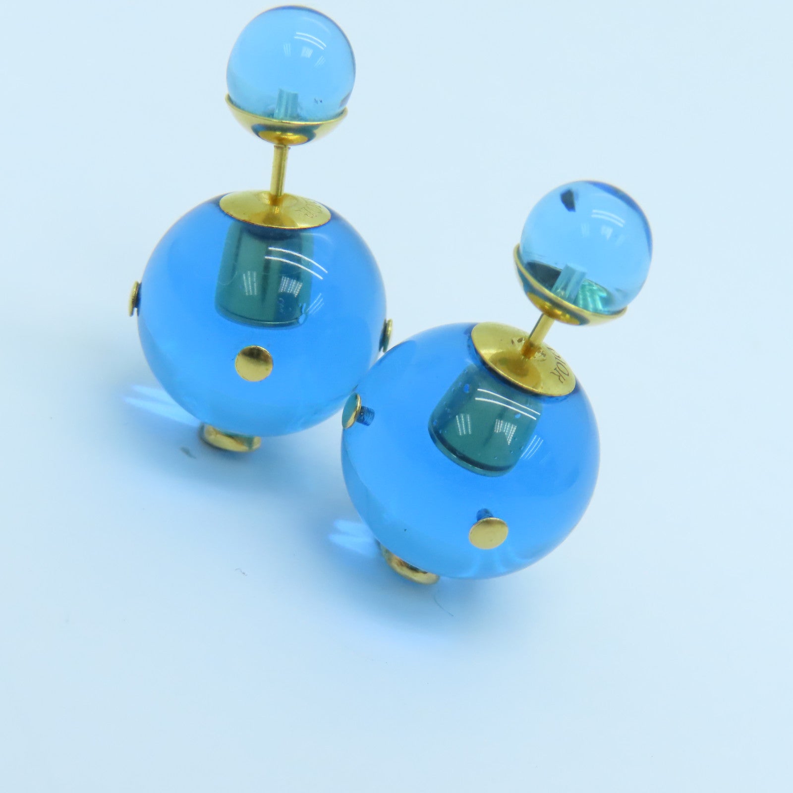 Dior 金屬Tribales Earrings耳環金色/藍色
