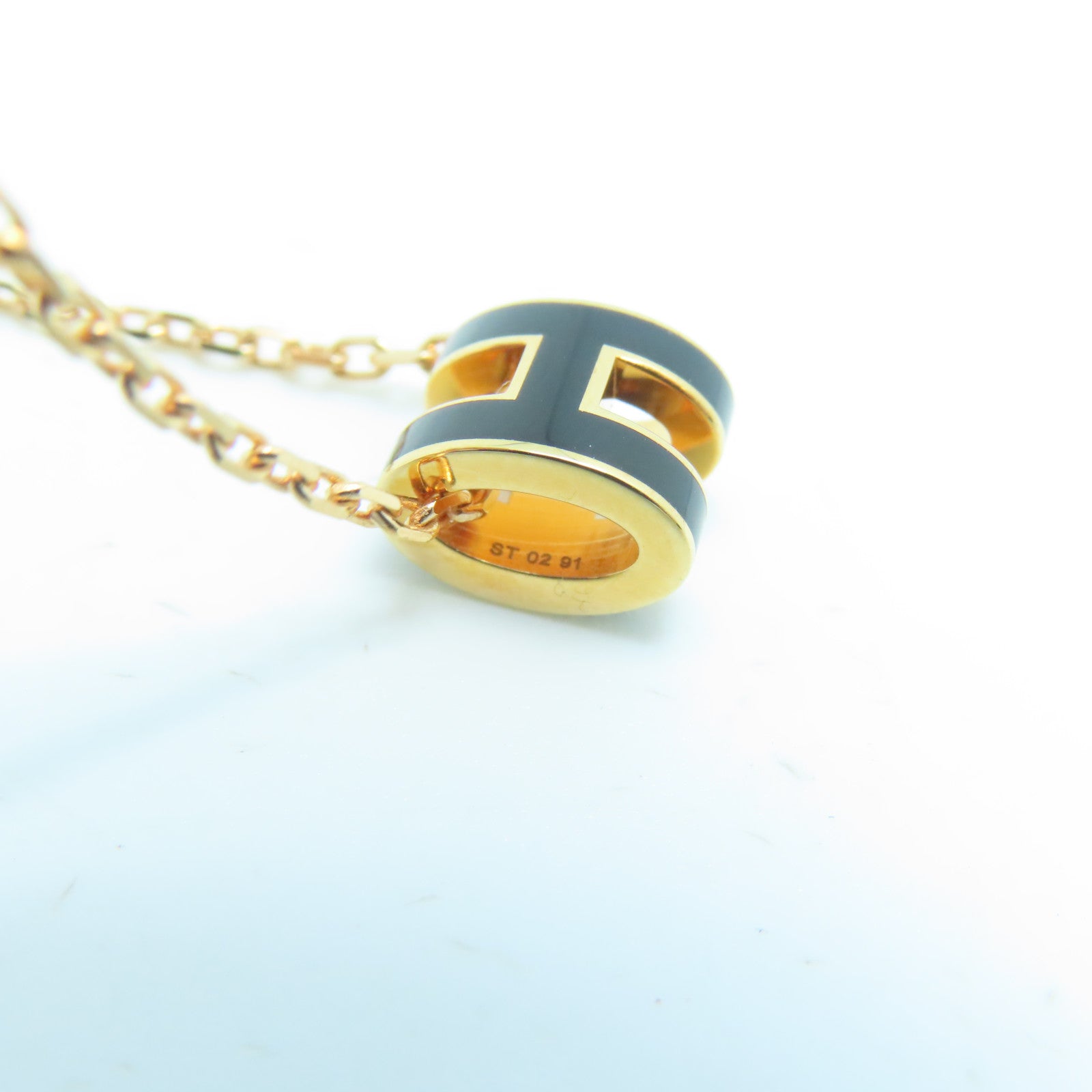 HERMES Metal Mini Pop H Necklace Black/Gold