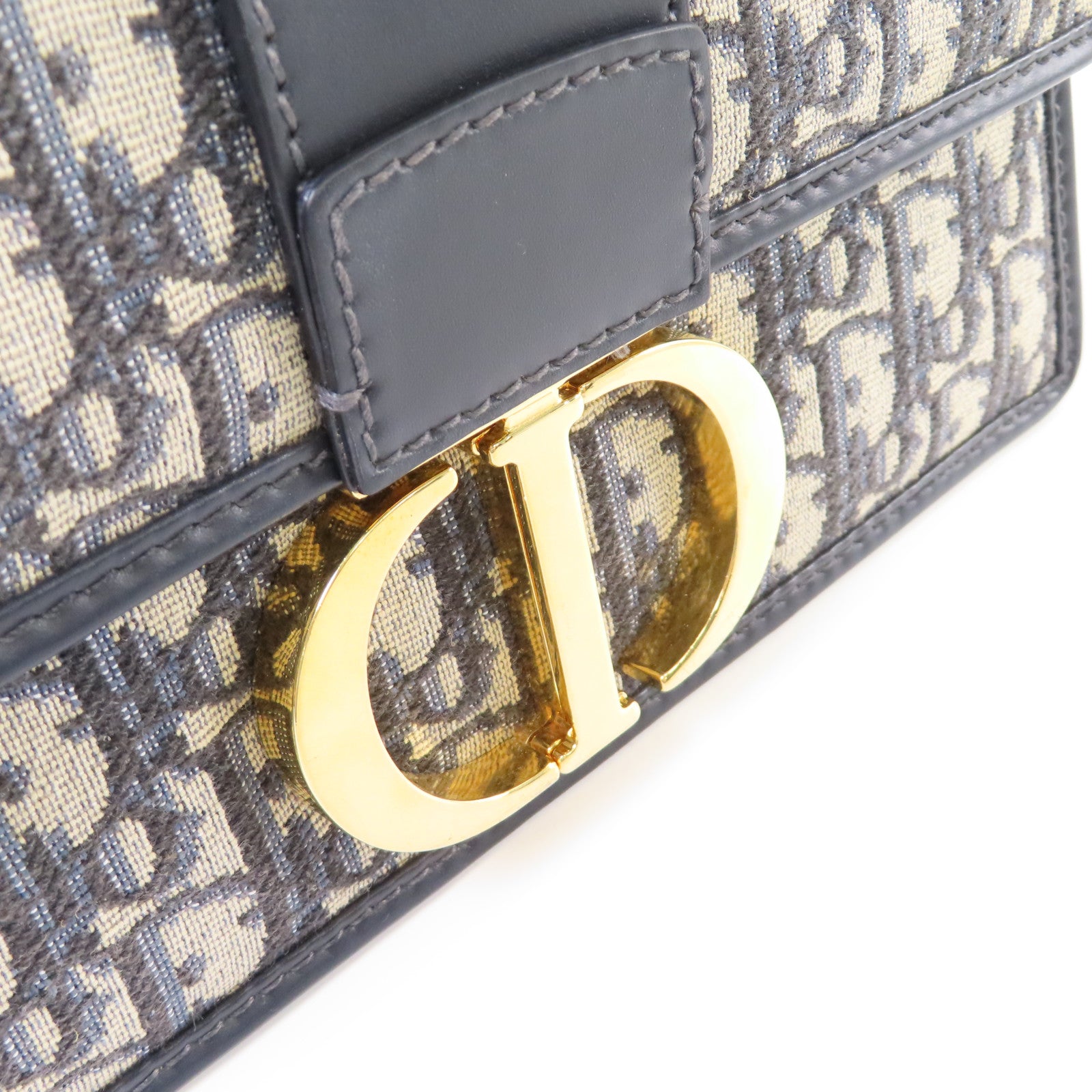 Dior Oblique帆布Chain Shoulder Bag金扣鏈帶肩背袋寶藍色/啡色