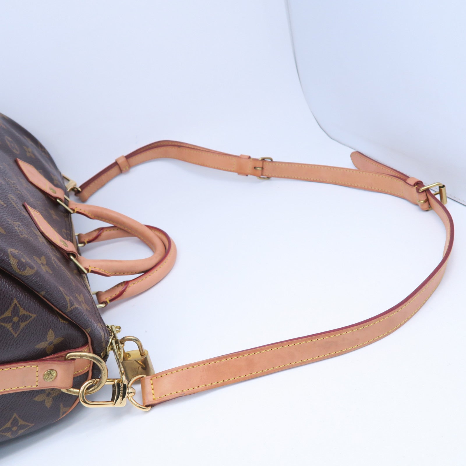 LOUIS VUITTON Monogram Speedy Bandouliere 35金扣手挽肩背兩用袋啡色