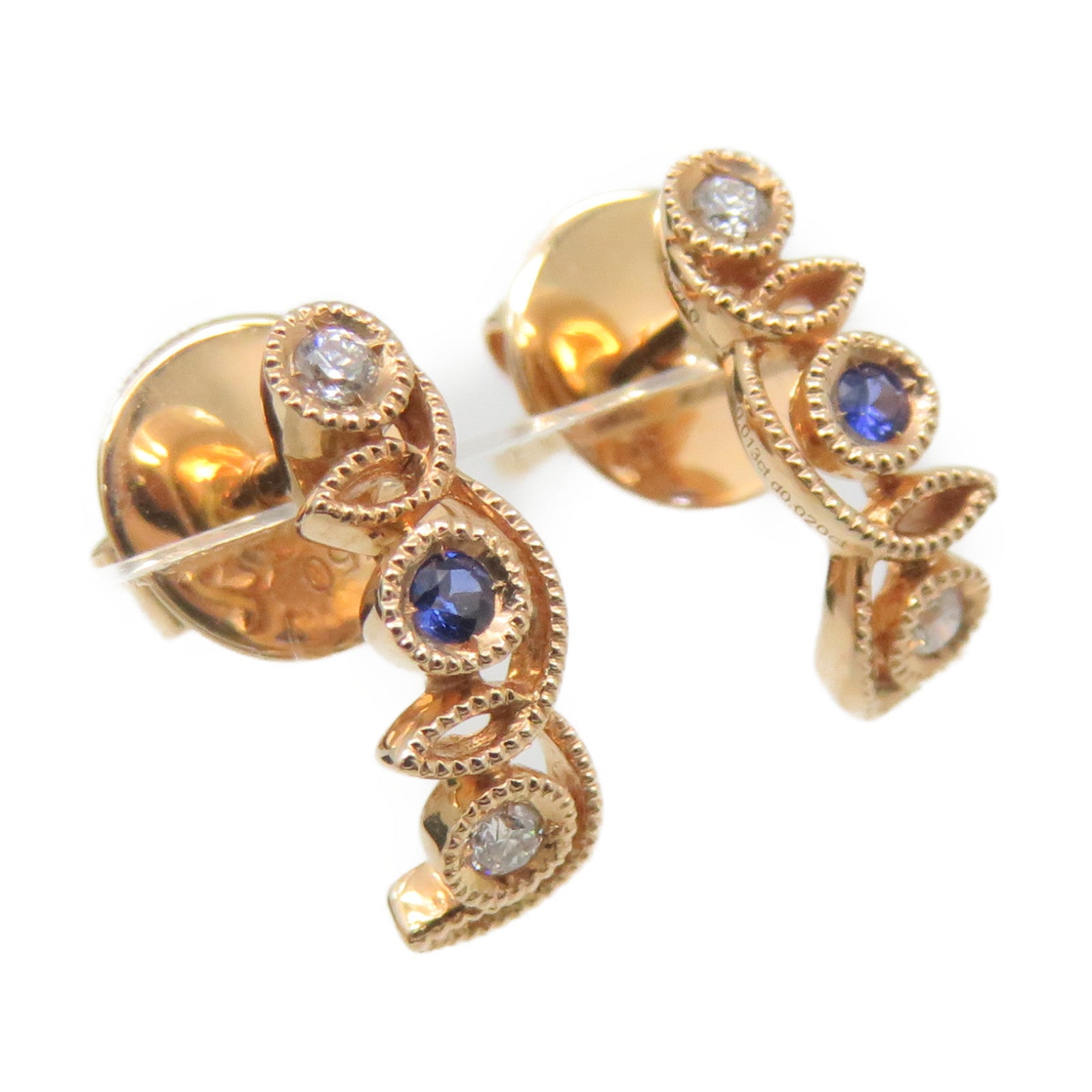 JEWELRY 18K玫瑰金/0.03ct蓝宝石/0.04ct钻石Sapphire Earrings耳环