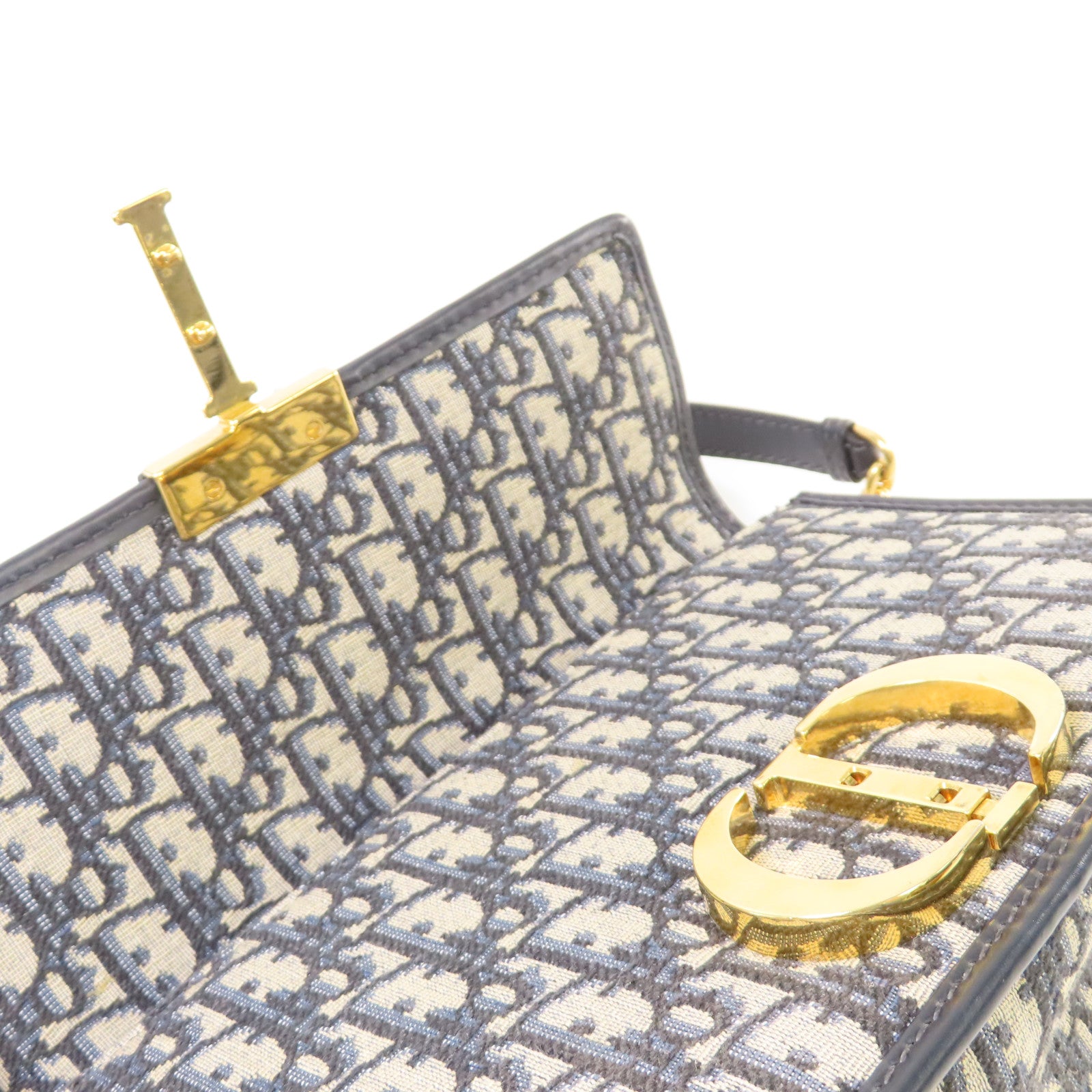 Dior Oblique帆布Chain Shoulder Bag金扣鏈帶肩背袋寶藍色/啡色