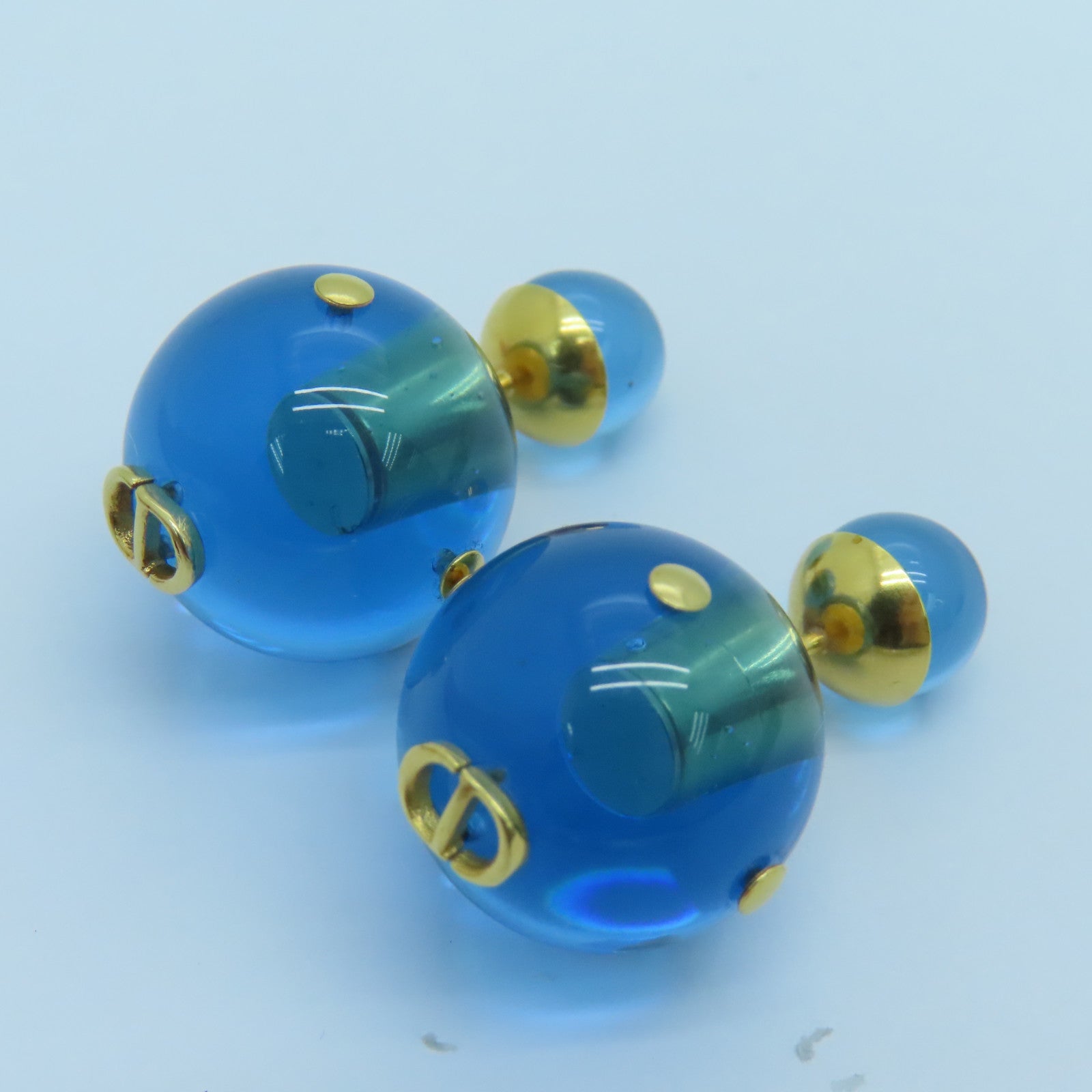 Dior 金屬Tribales Earrings耳環金色/藍色