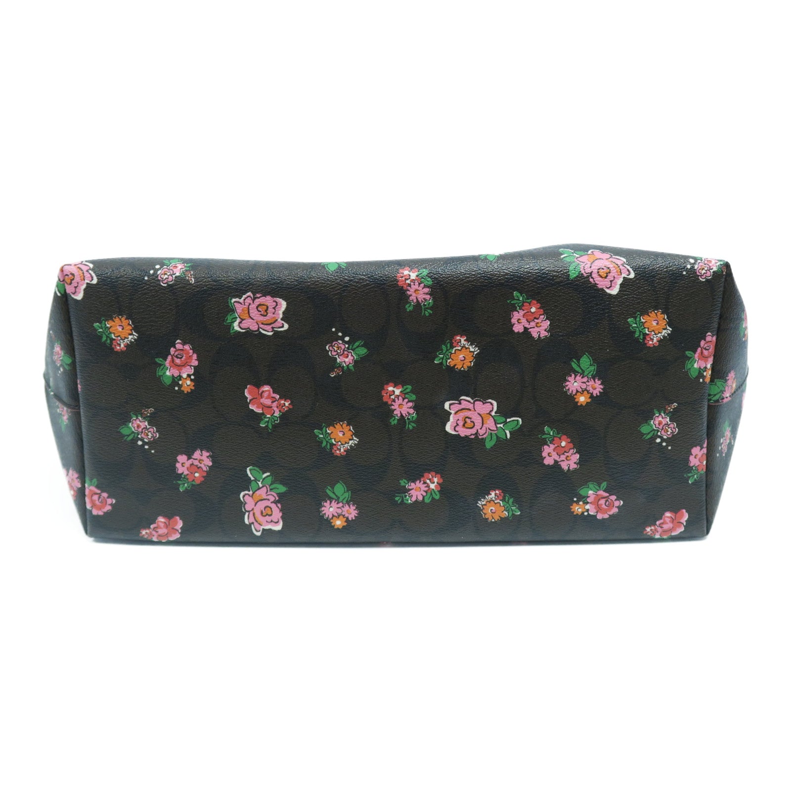 COACH 塗層帆布Tote Bag銀扣肩背袋啡色/紅色