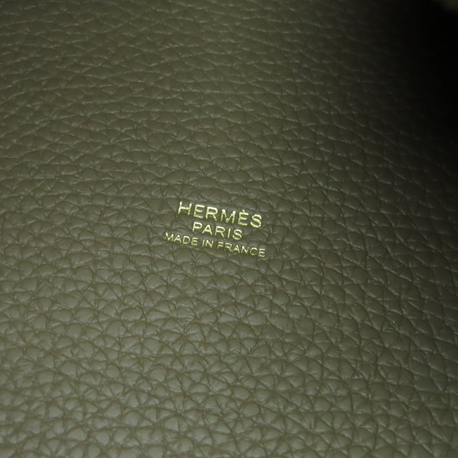 HERMES Clemence皮革Picotin MM金扣手挽袋大象灰色