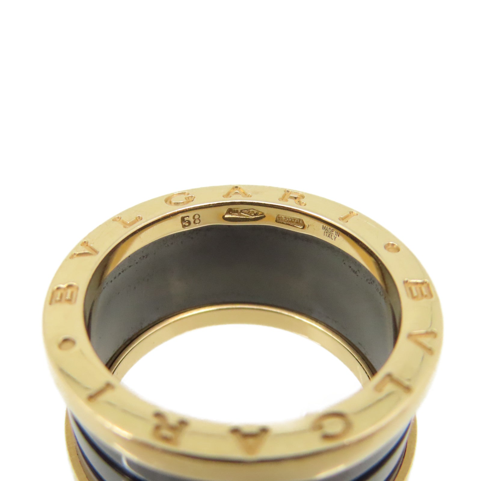 BVLGARI 【激減優惠】18K黃金/陶瓷B Zero Ring戒指#58