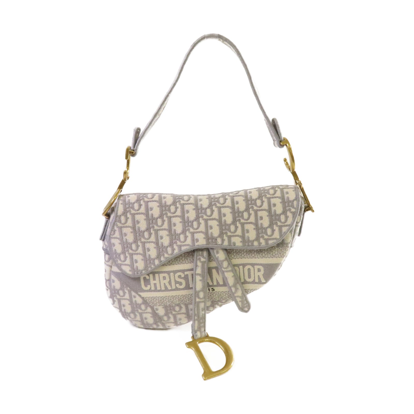 Dior Oblique Jacquard帆布Saddle Shoulder Bag金扣肩背袋灰色