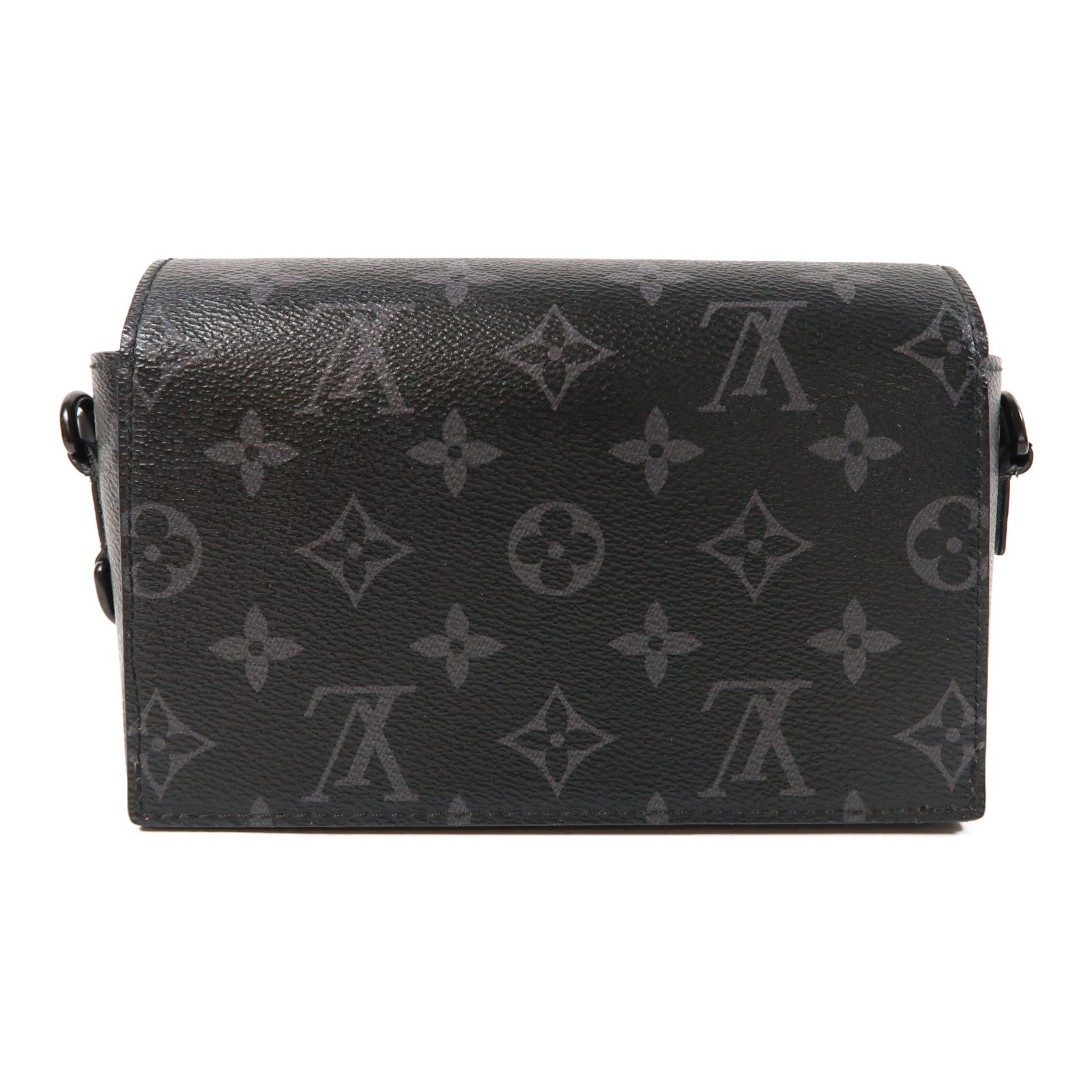 LOUIS VUITTON Monogram Eclipse Steamer肩背袋黑色/灰色
