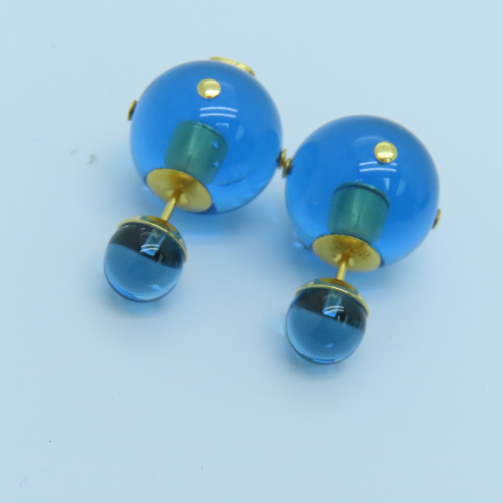 Dior 金屬Tribales Earrings耳環金色/藍色