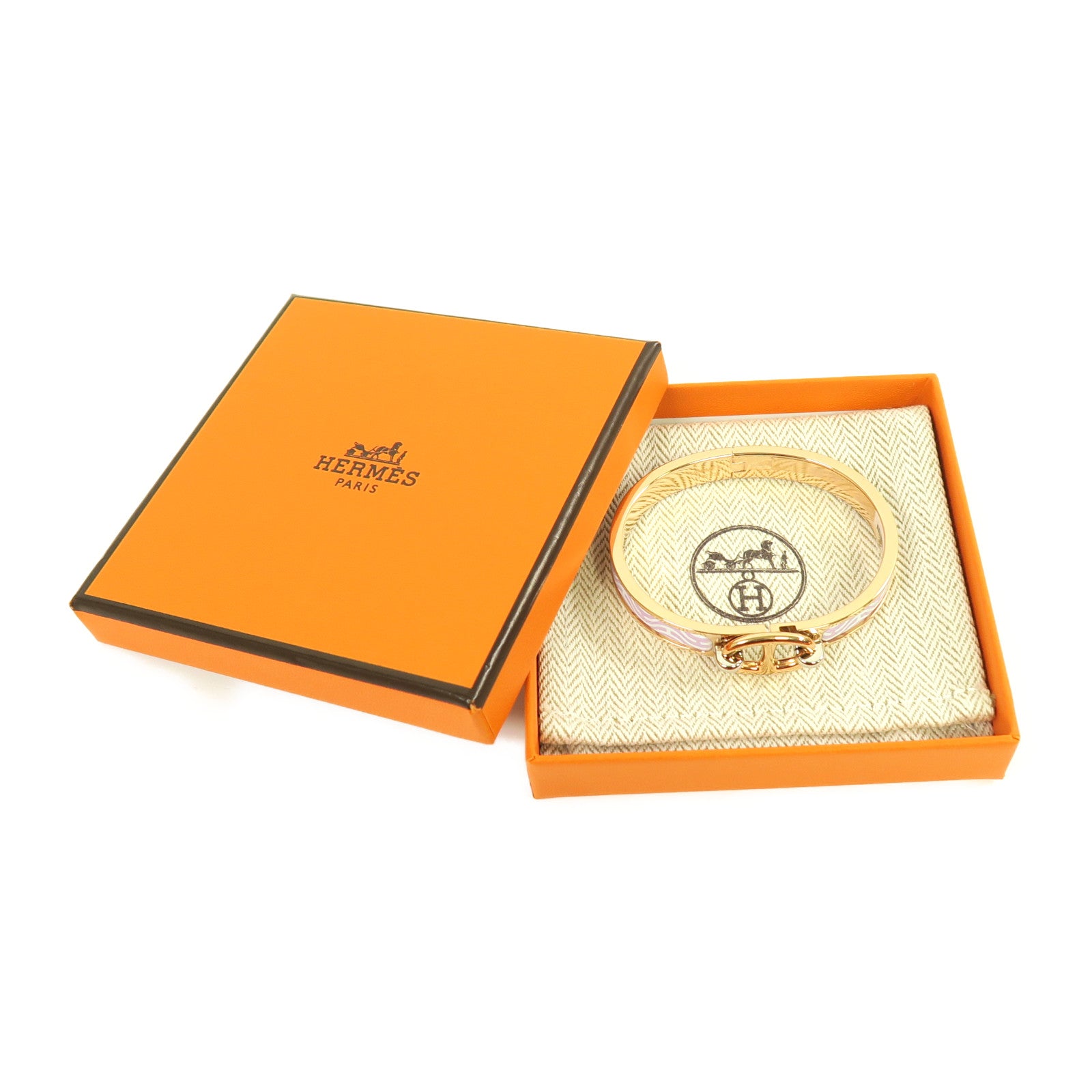 HERMES 金屬Mini Clic Chaine D'Ancre手鐲玫瑰金色