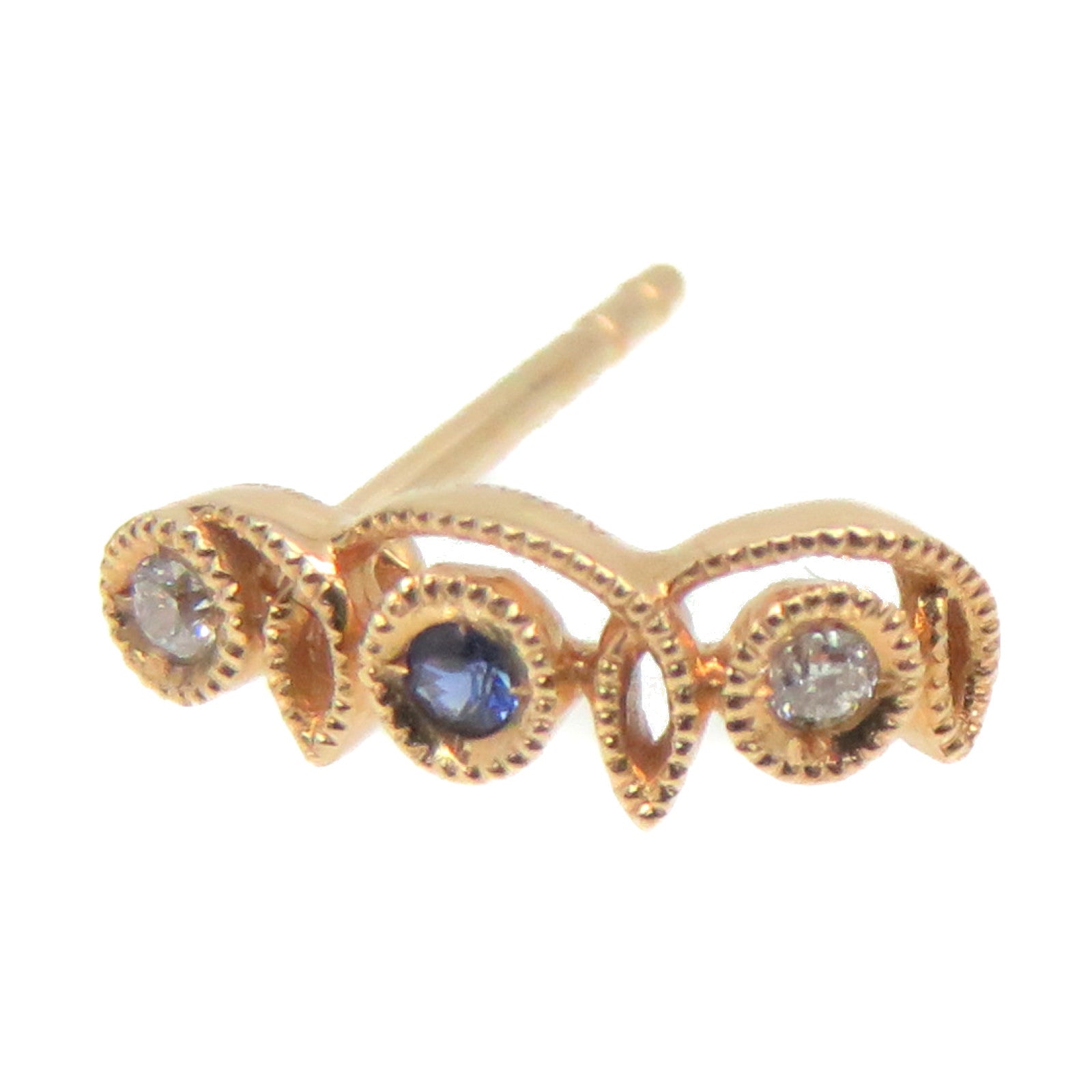 JEWELRY 18K玫瑰金/0.03ct蓝宝石/0.04ct钻石Sapphire Earrings耳环