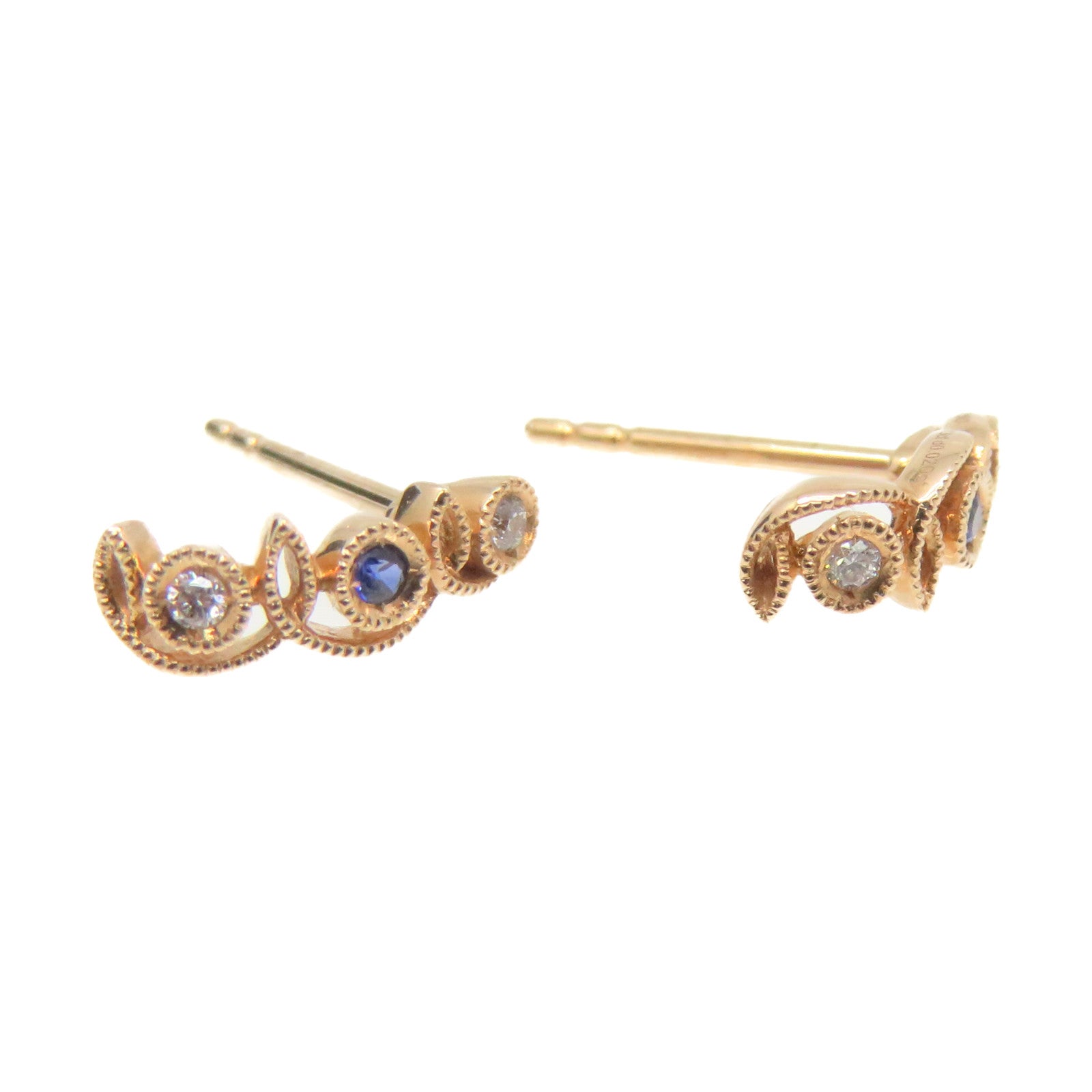 JEWELRY 18K玫瑰金/0.03ct蓝宝石/0.04ct钻石Sapphire Earrings耳环