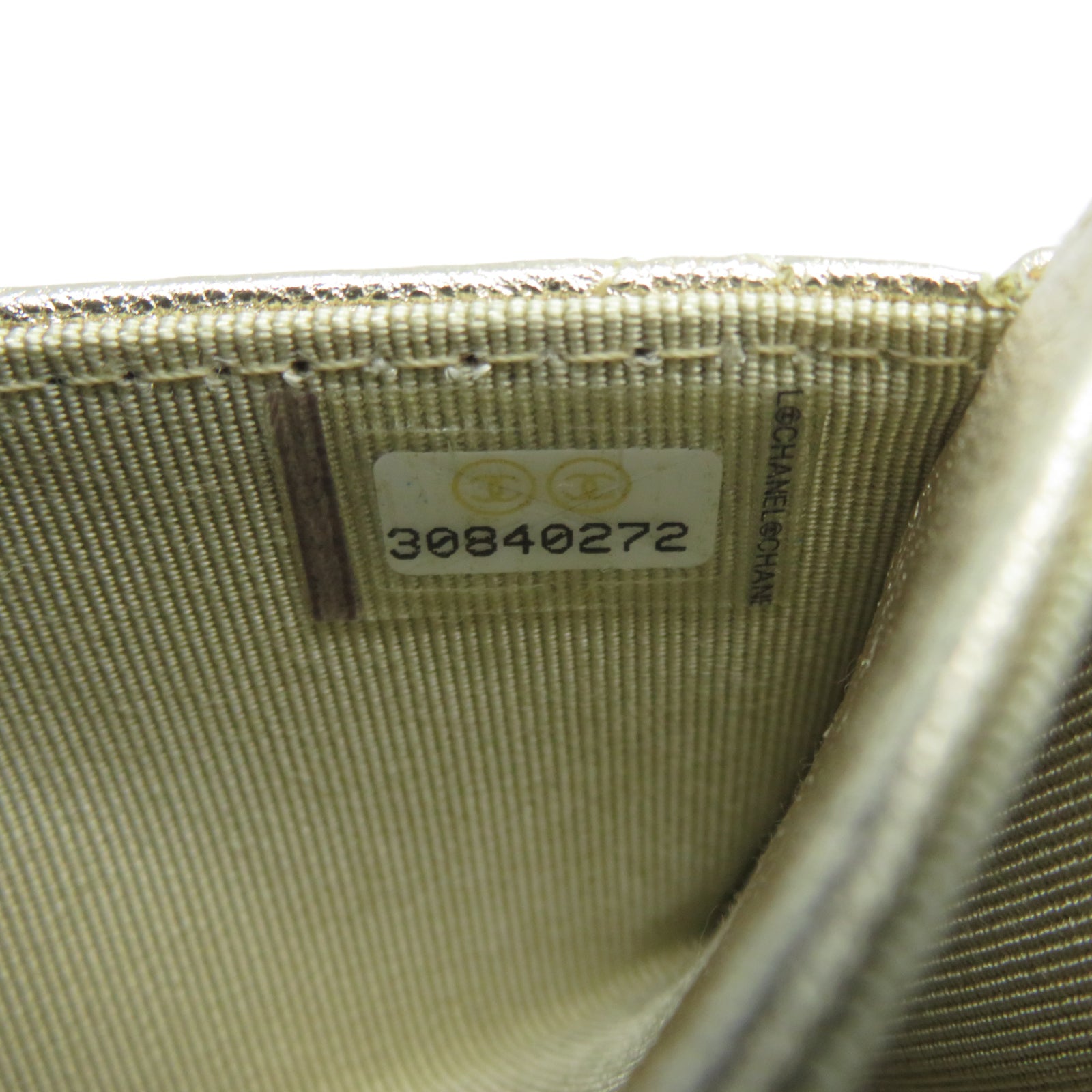 CHANEL 菱格羊皮皮革Card Case Waist Bag金扣鏈帶卡片套金色