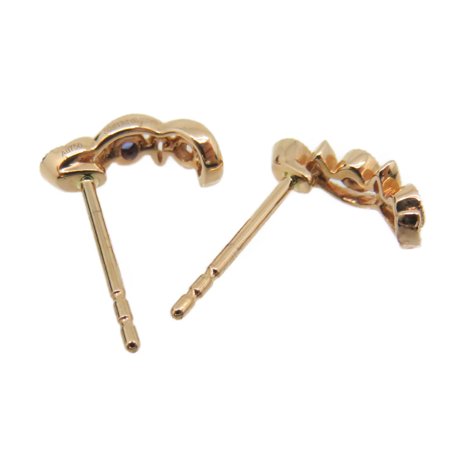 JEWELRY 18K玫瑰金/0.03ct蓝宝石/0.04ct钻石Sapphire Earrings耳环