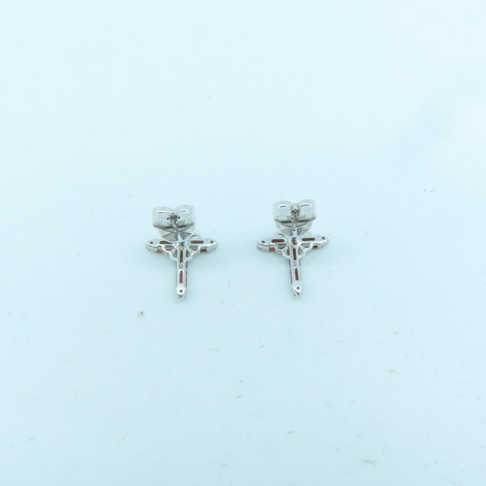 JEWELRY 18K White Gold Ganet 1.9g Earrings Silver