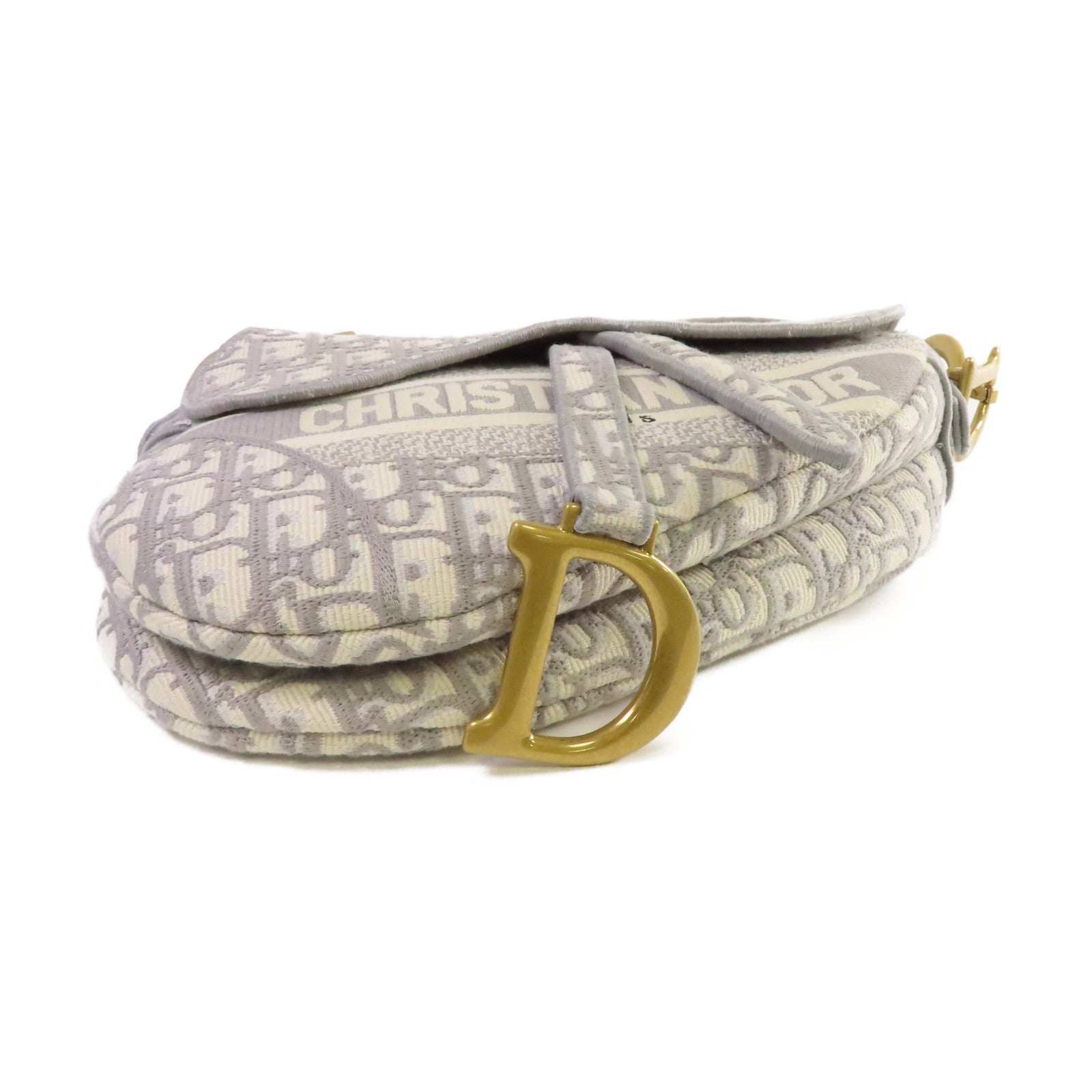 Dior Oblique Jacquard帆布Saddle Shoulder Bag金扣肩背袋灰色