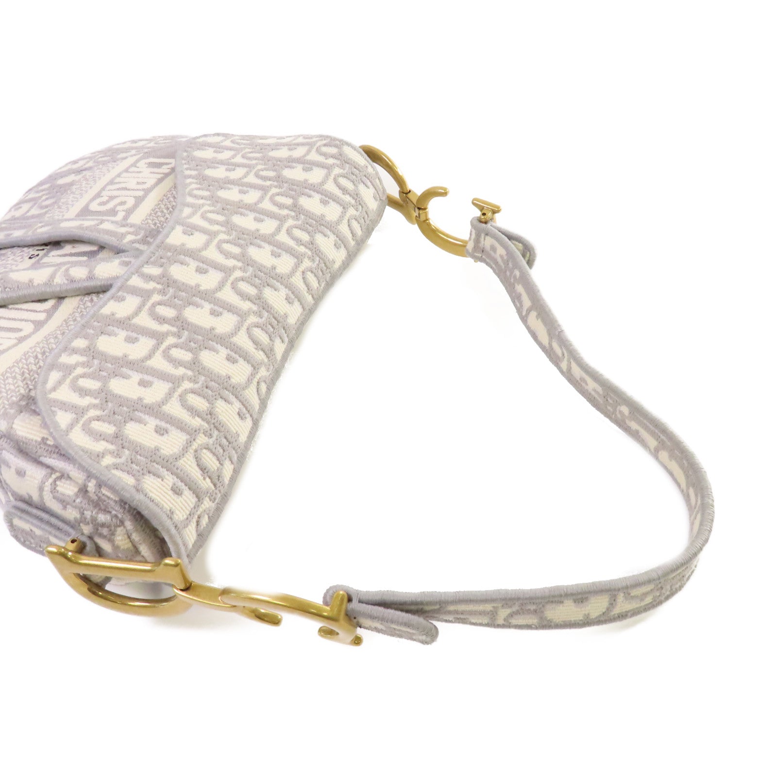 Dior Oblique Jacquard帆布Saddle Shoulder Bag金扣肩背袋灰色