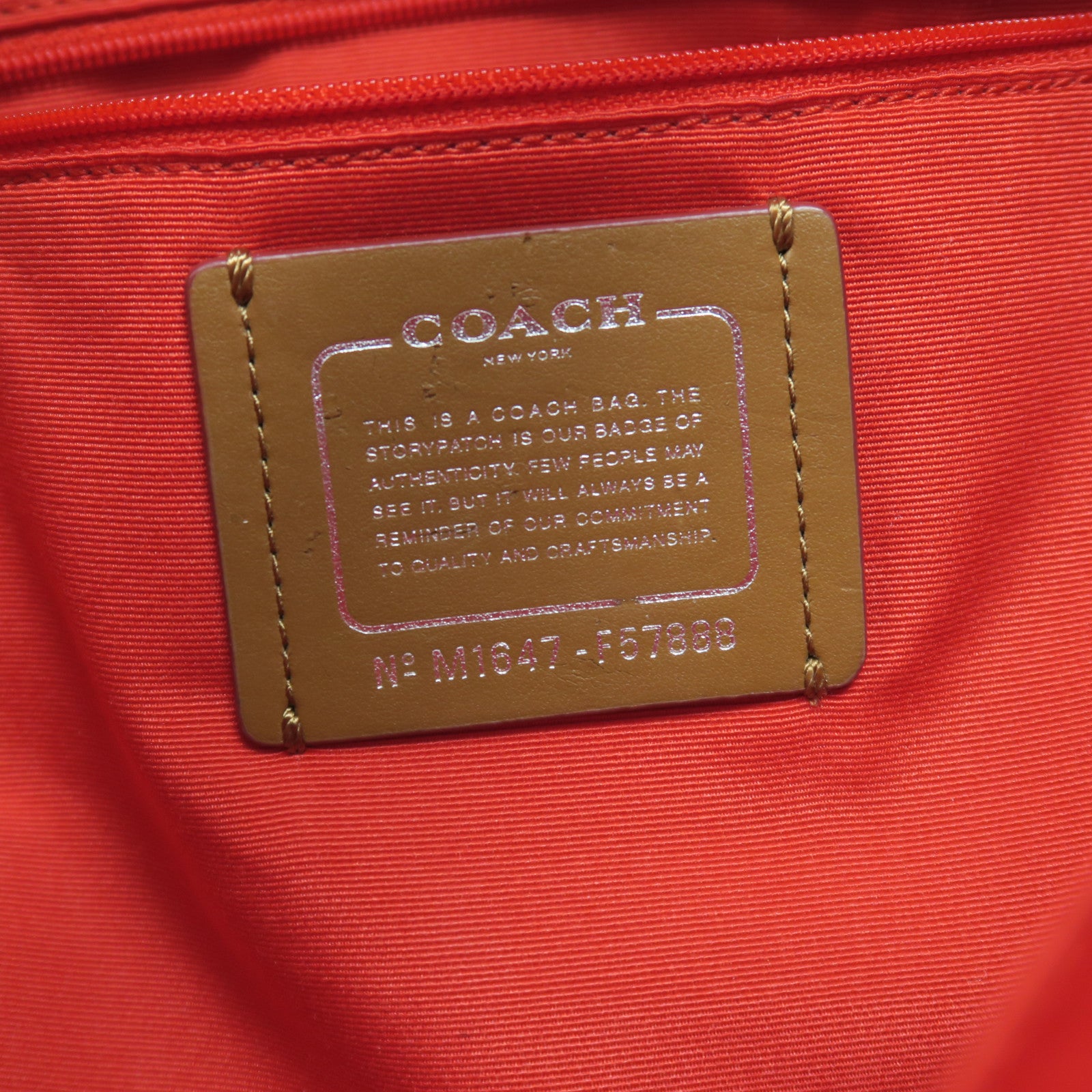 COACH 塗層帆布Tote Bag銀扣肩背袋啡色/紅色