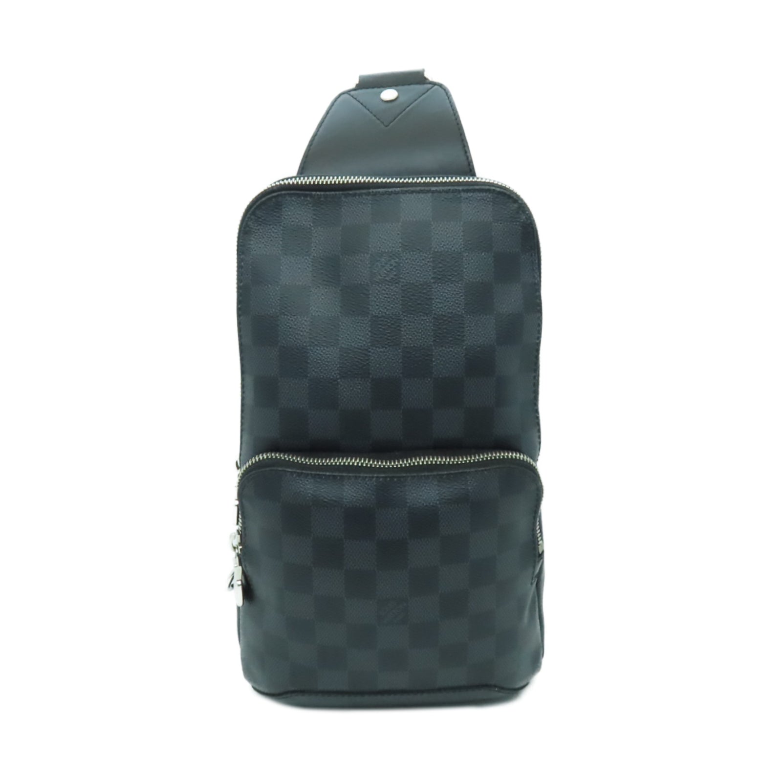 LOUIS VUITTON Damier Graphite Avenue Sling Bag銀扣單肩包黑色