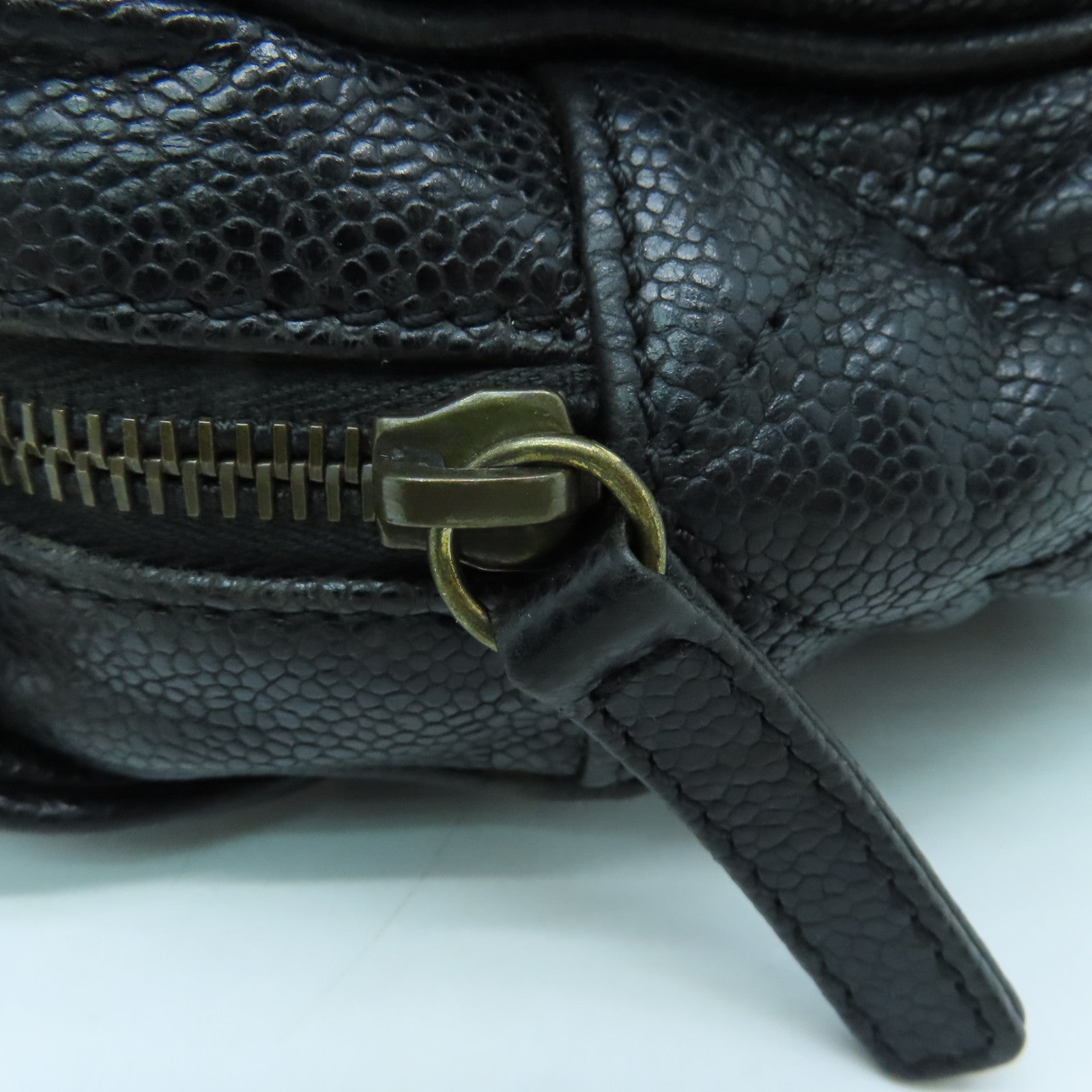 CHANEL Rhombus Caviar Leather Chain Shoulder Bag Gold Buckle Chain Belt Shoulder Bag Black