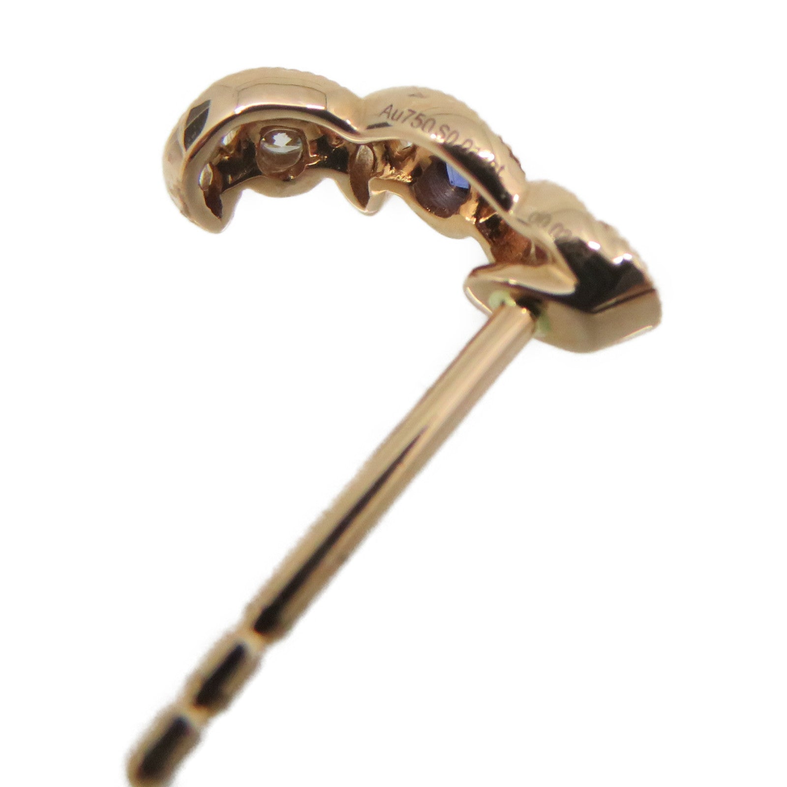 JEWELRY 18K玫瑰金/0.03ct蓝宝石/0.04ct钻石Sapphire Earrings耳环