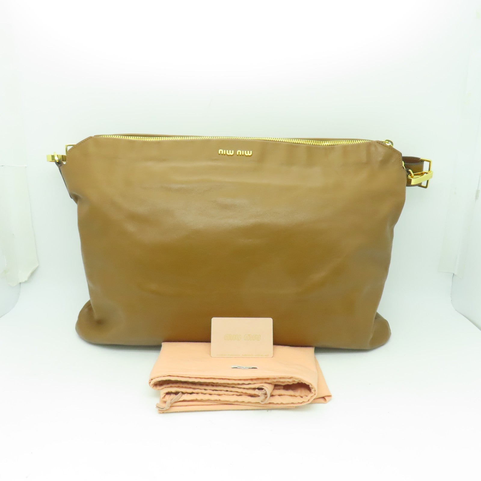Miu Miu 牛皮皮革Shoulder Bag金扣肩背袋棕色