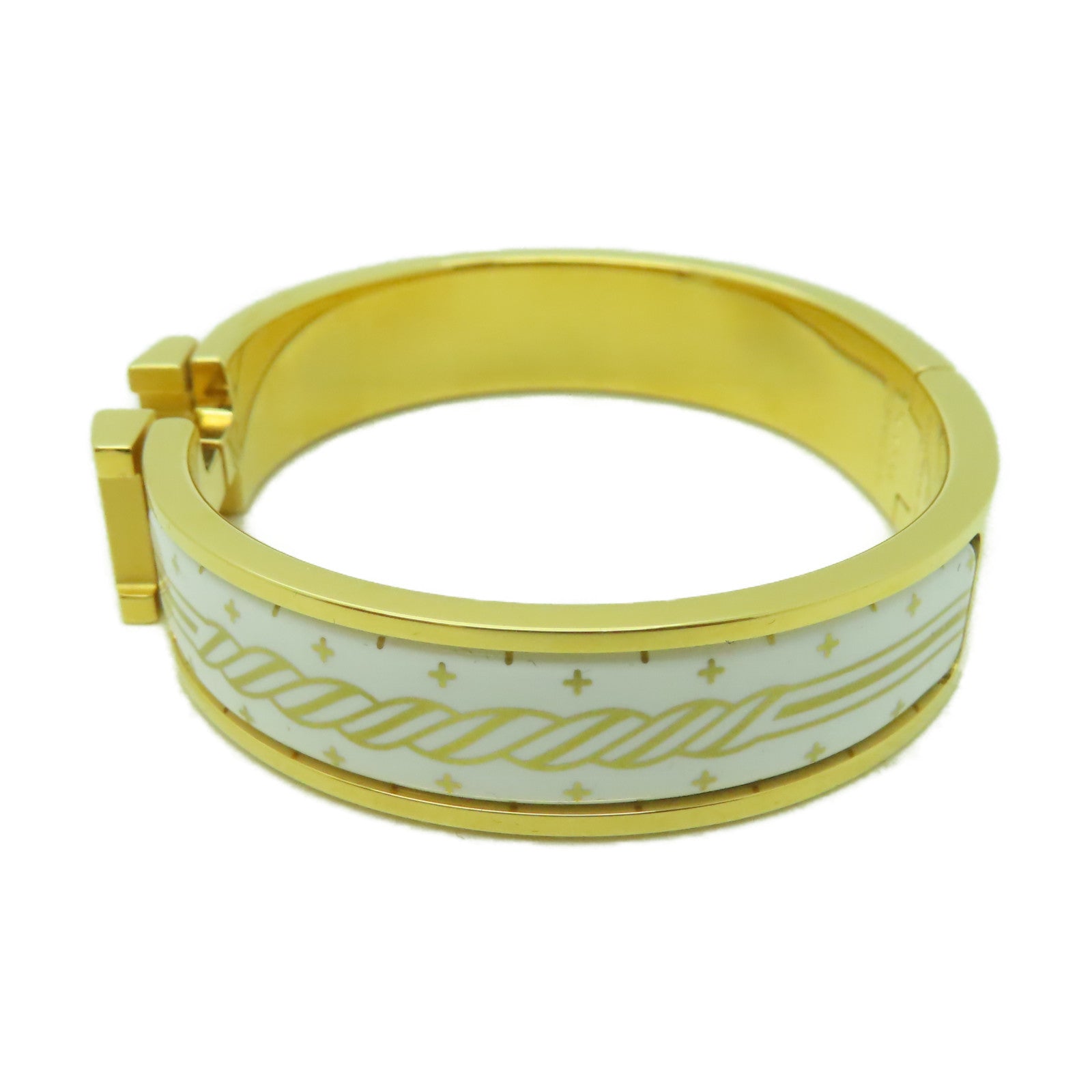 HERMES 金屬Clic H Quadriceau金扣手鐲白色/金色