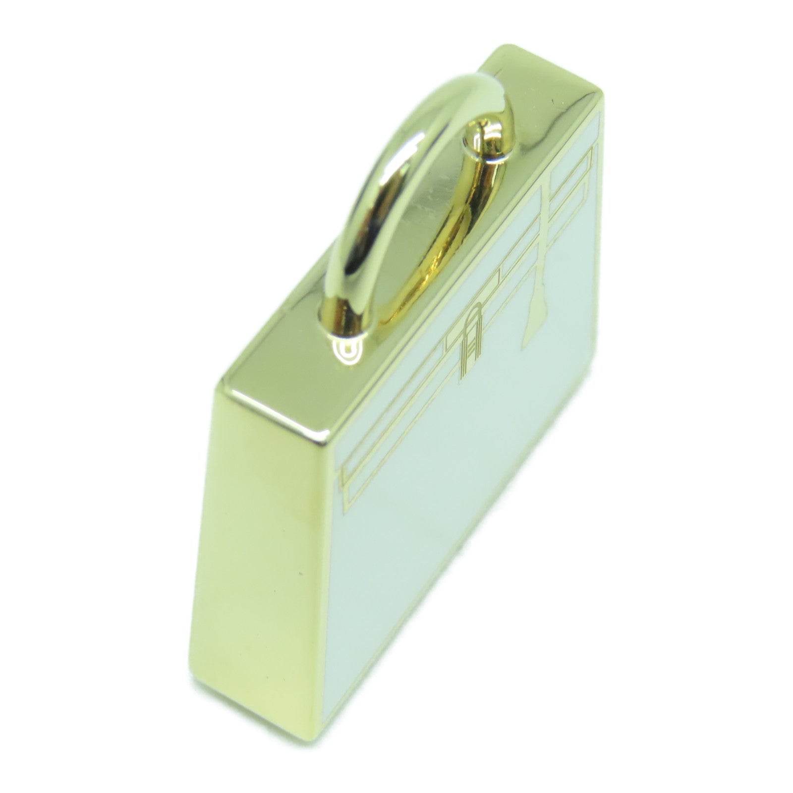 HERMES Metal Curiosite Kelly Laque Charm Scarf Buckle White Gold