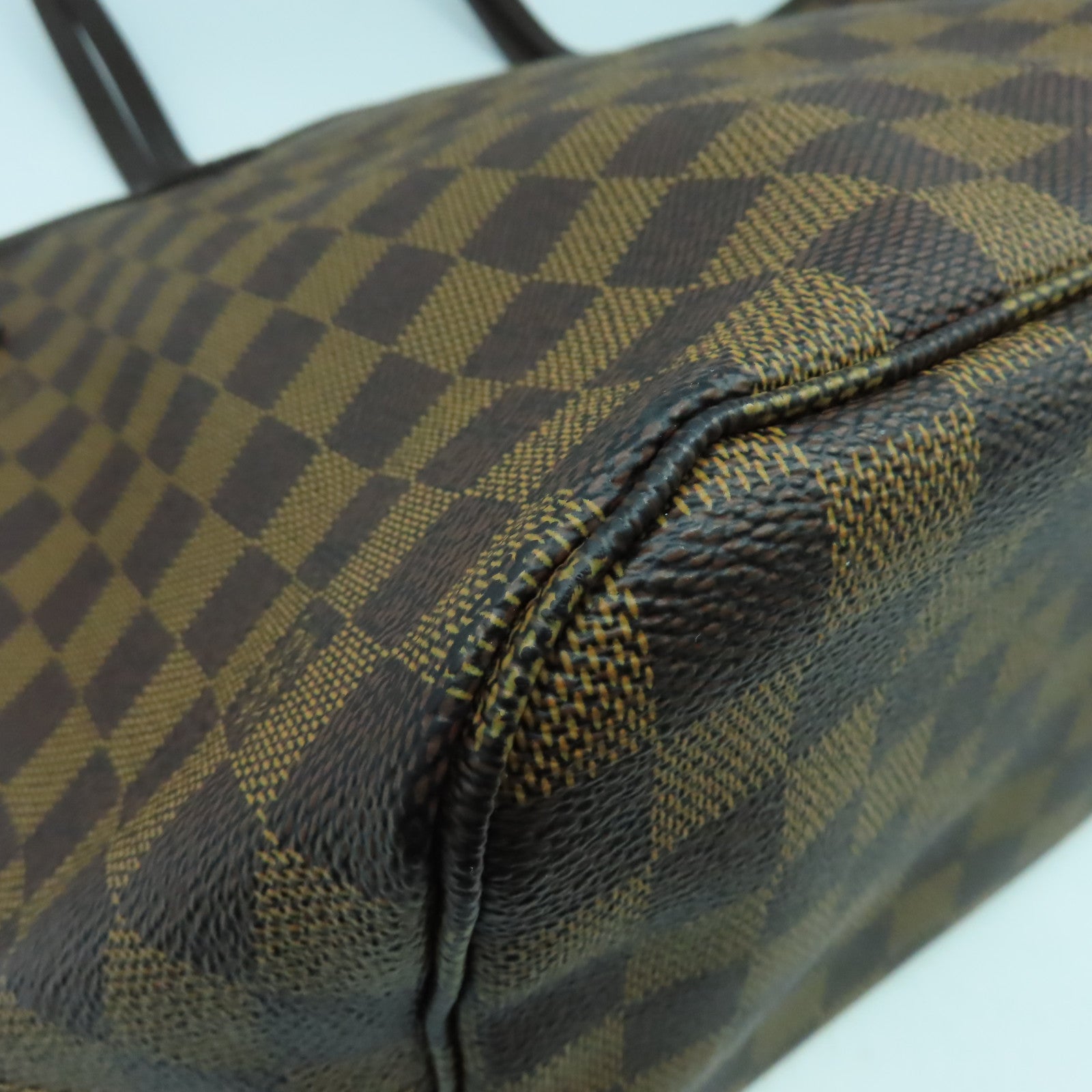 LOUIS VUITTON Damier Ebene Neverfull MM金扣手挽袋啡色