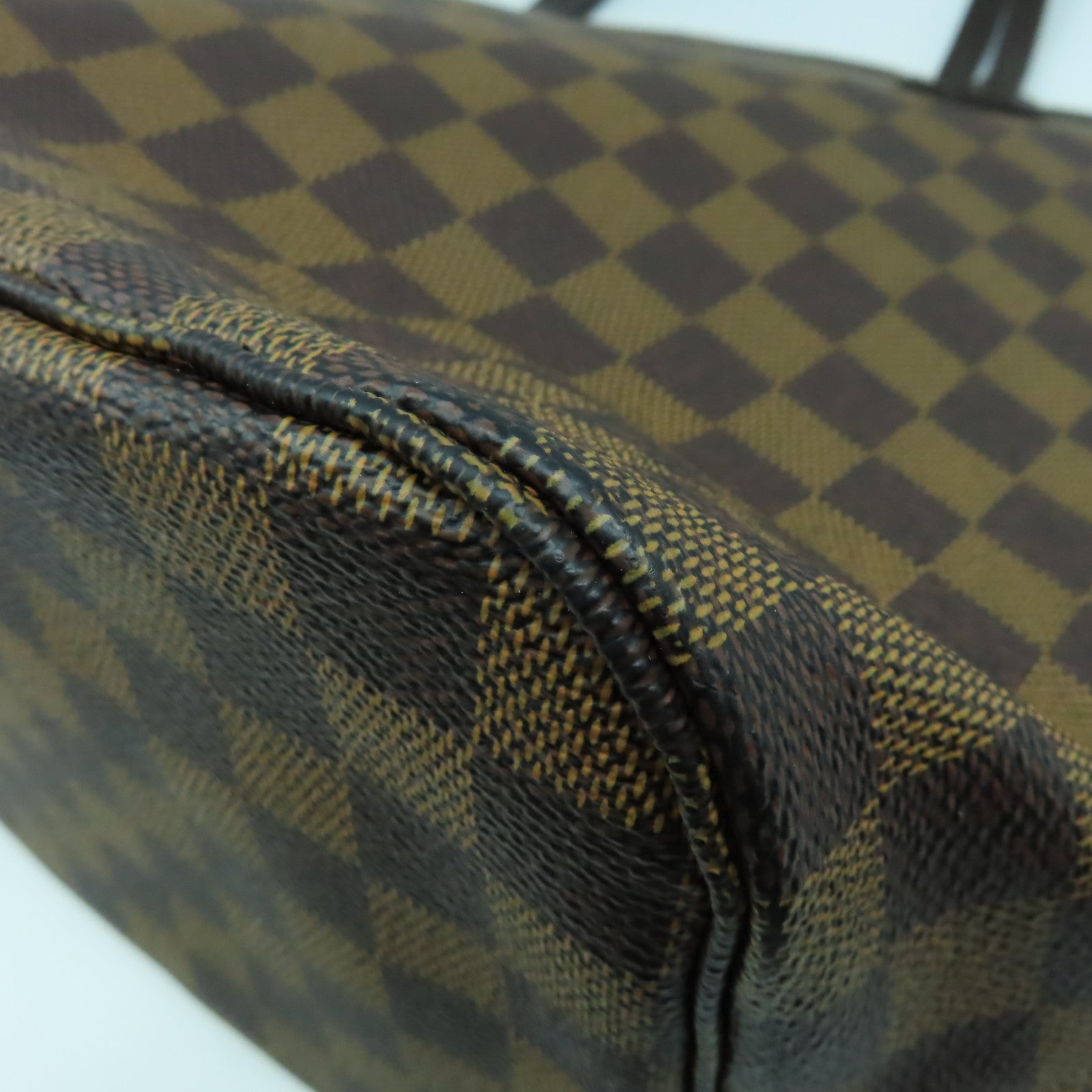 LOUIS VUITTON Damier Ebene Neverfull MM金扣手挽袋啡色