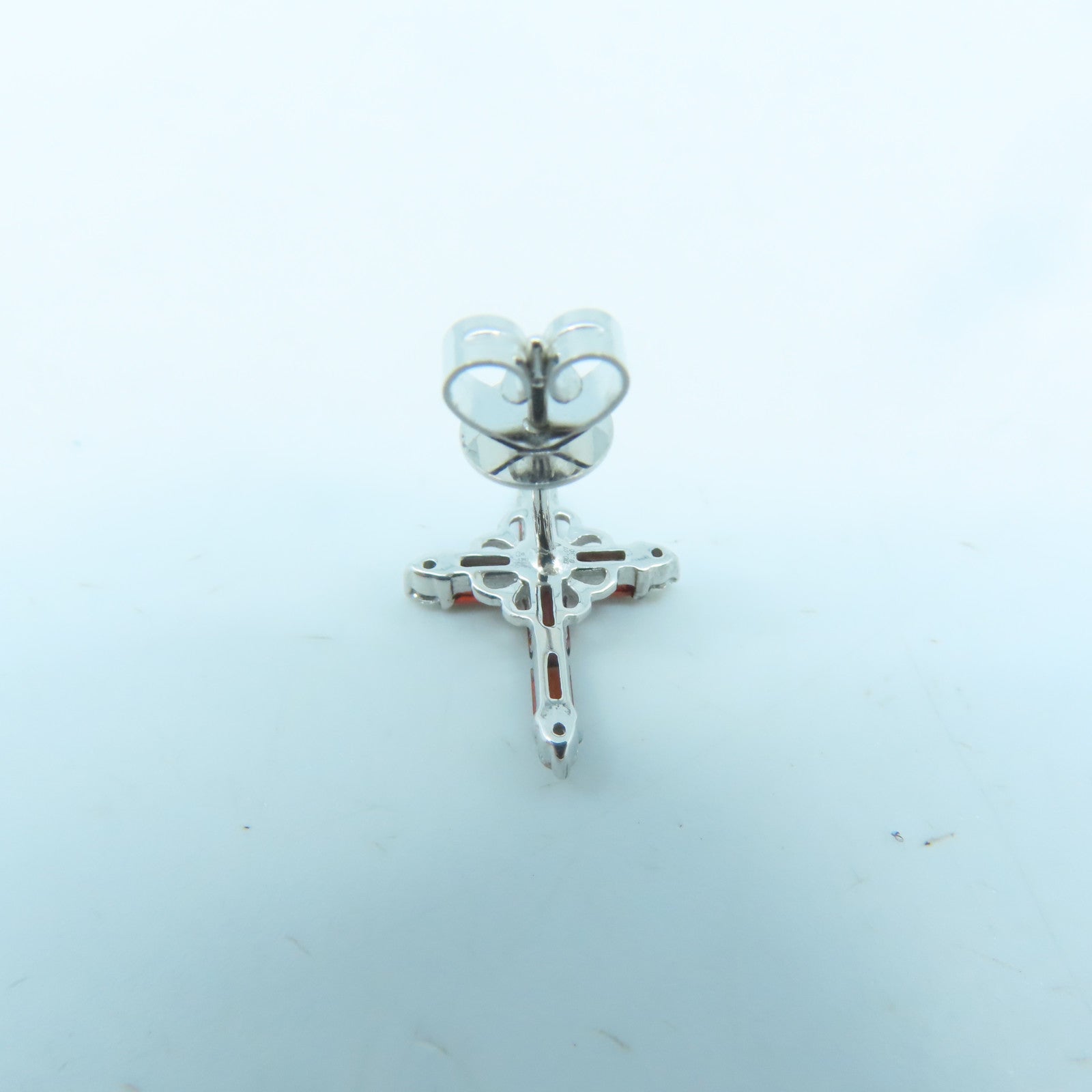 JEWELRY 18K White Gold Ganet 1.9g Earrings Silver