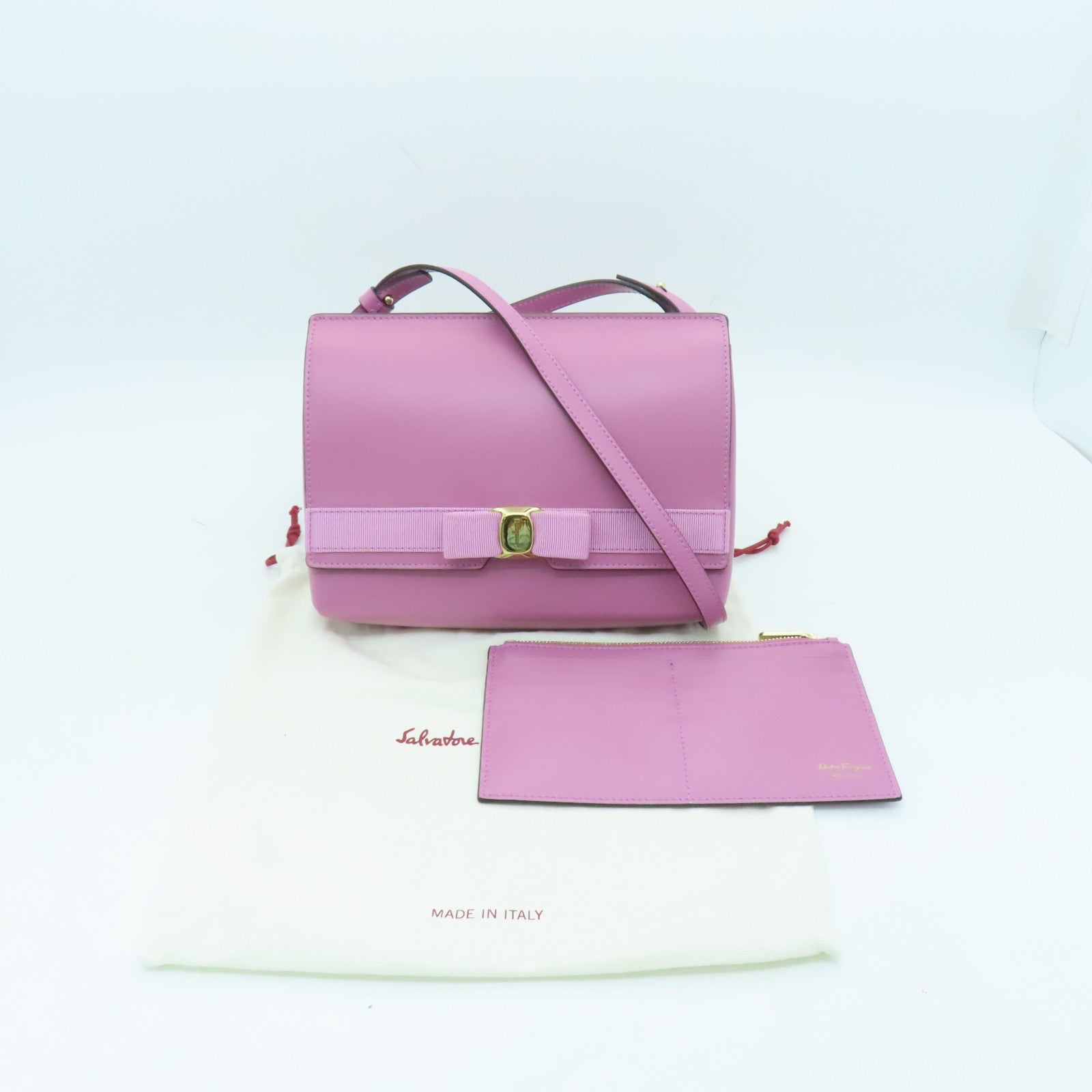 Salvatore Ferragamo cowhide leather Shoulder Bag gold buckle shoulder bag purple