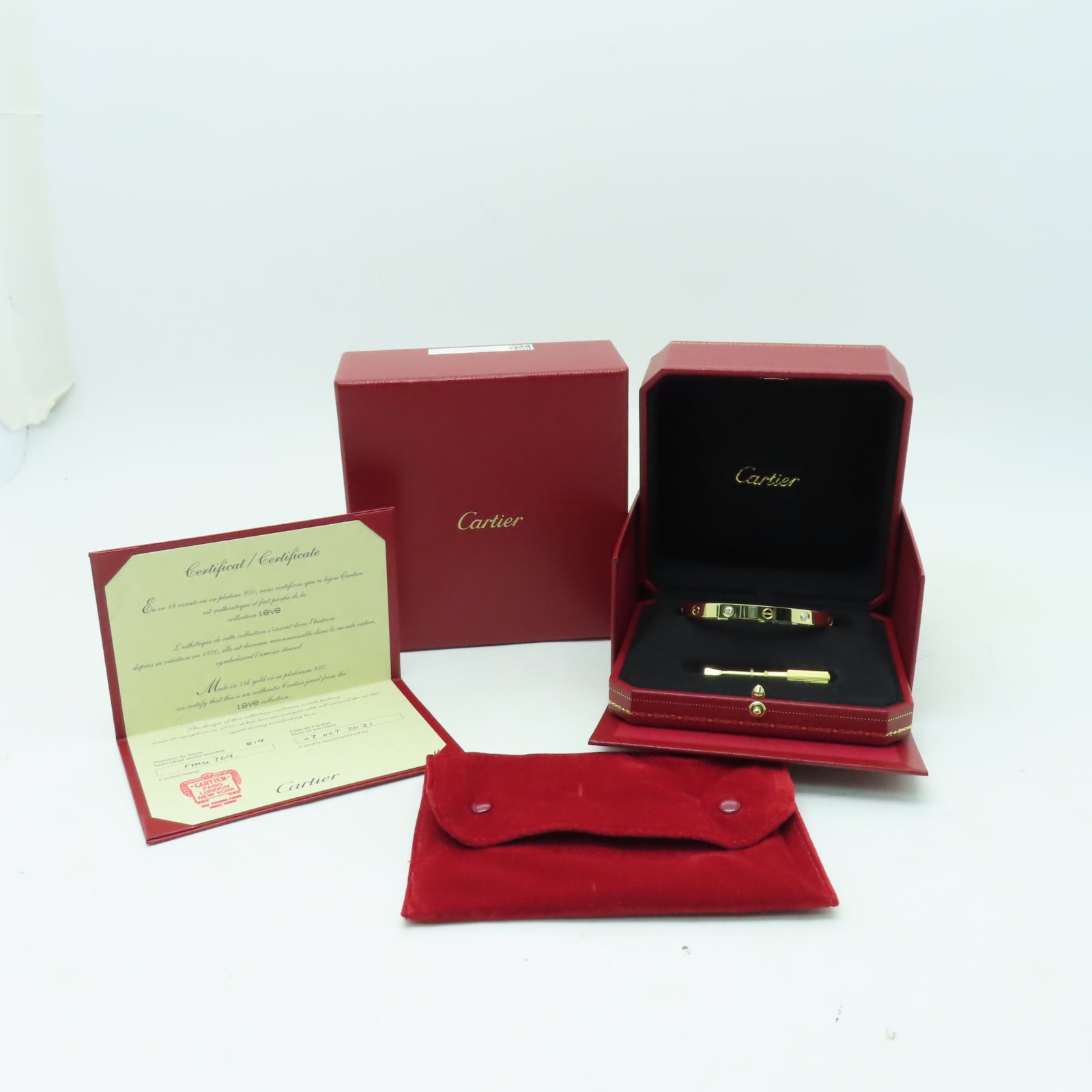 CARTIER 18K黃金/鑽石Love Bracelet手鐲金色