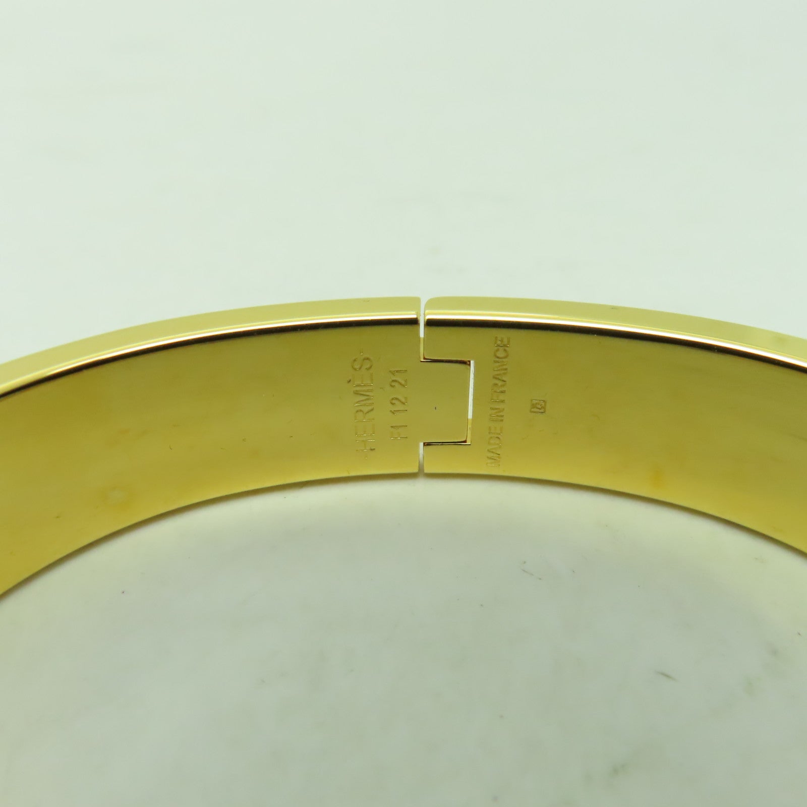 HERMES 金屬Clic H Quadriceau金扣手鐲白色/金色