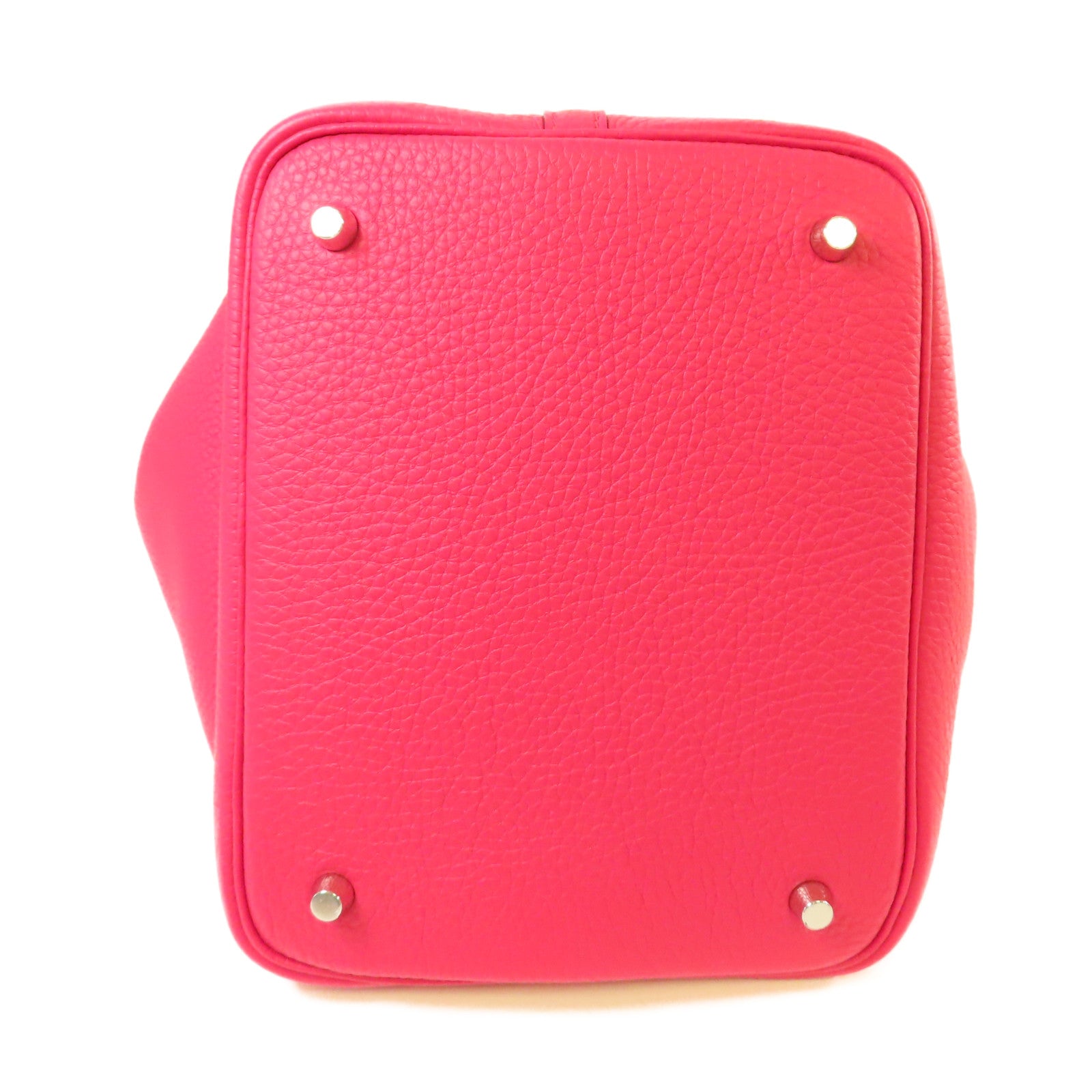 HERMES Clemence皮革Picotin MM Tote Bag銀扣手挽袋Framboise覆盆子粉紅色