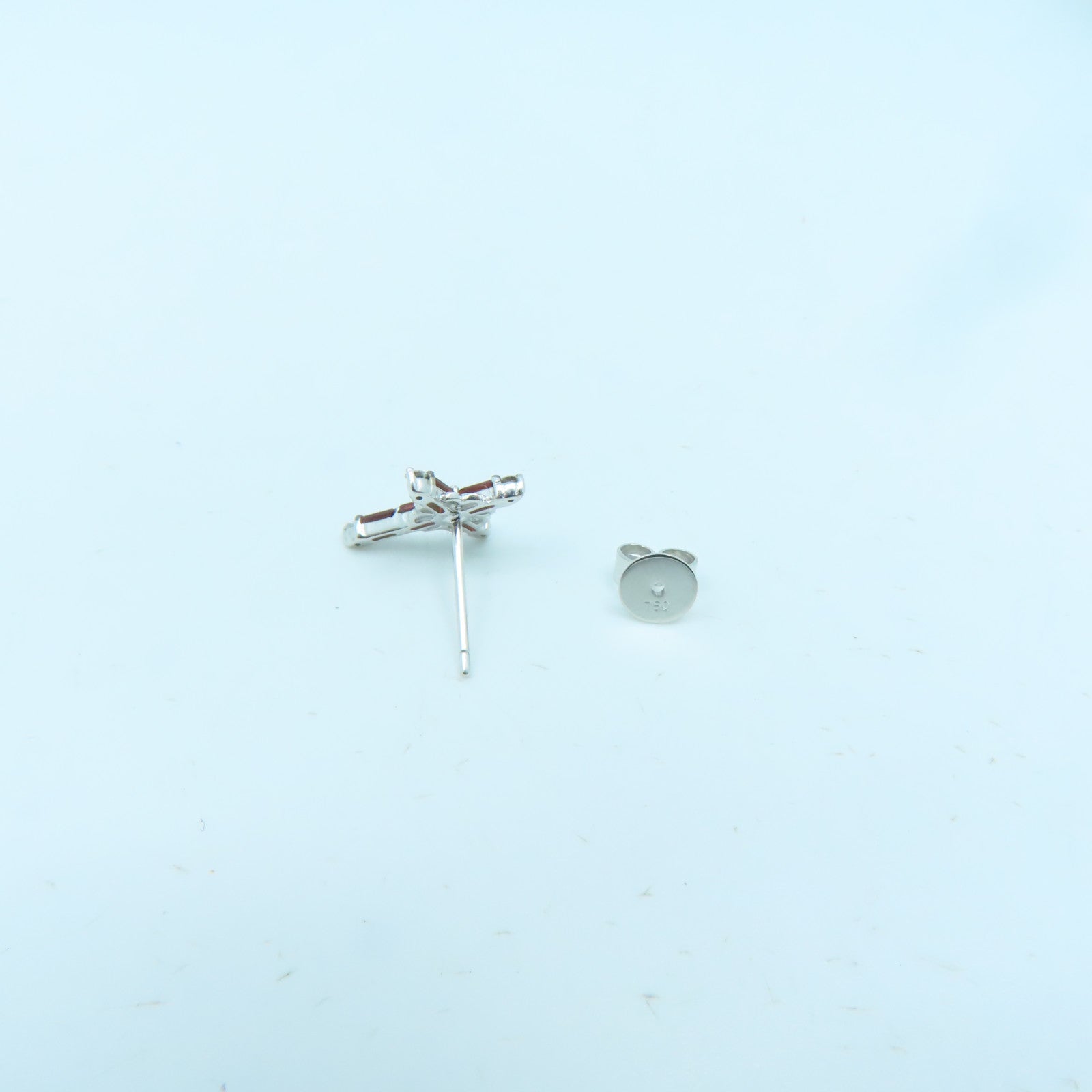 JEWELRY 18K White Gold Ganet 1.9g Earrings Silver