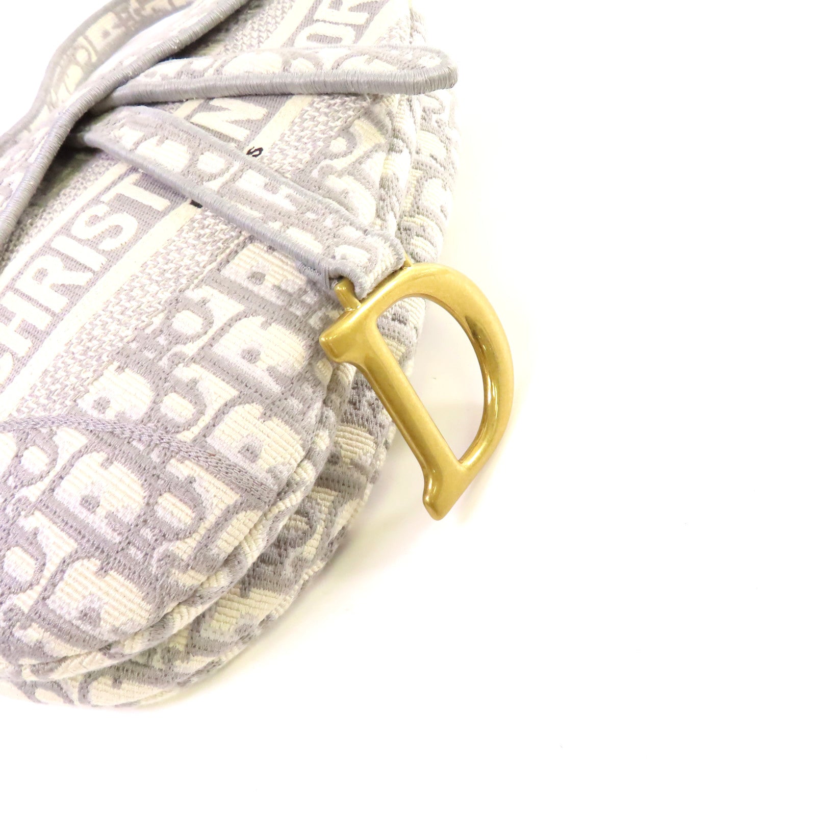 Dior Oblique Jacquard帆布Saddle Shoulder Bag金扣肩背袋灰色