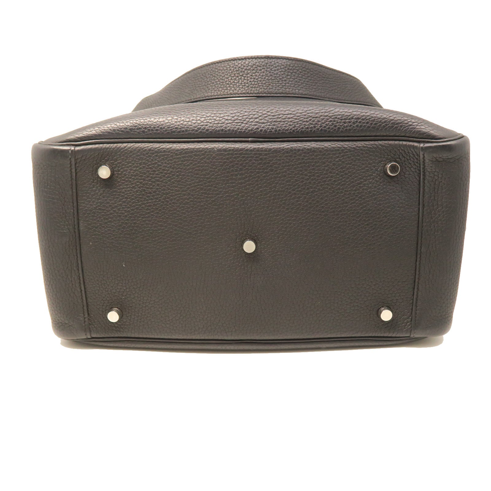 HERMES Taurillon Clemence Leather Lindy 34 Silver Buckle Handle Shoulder Backpack Black