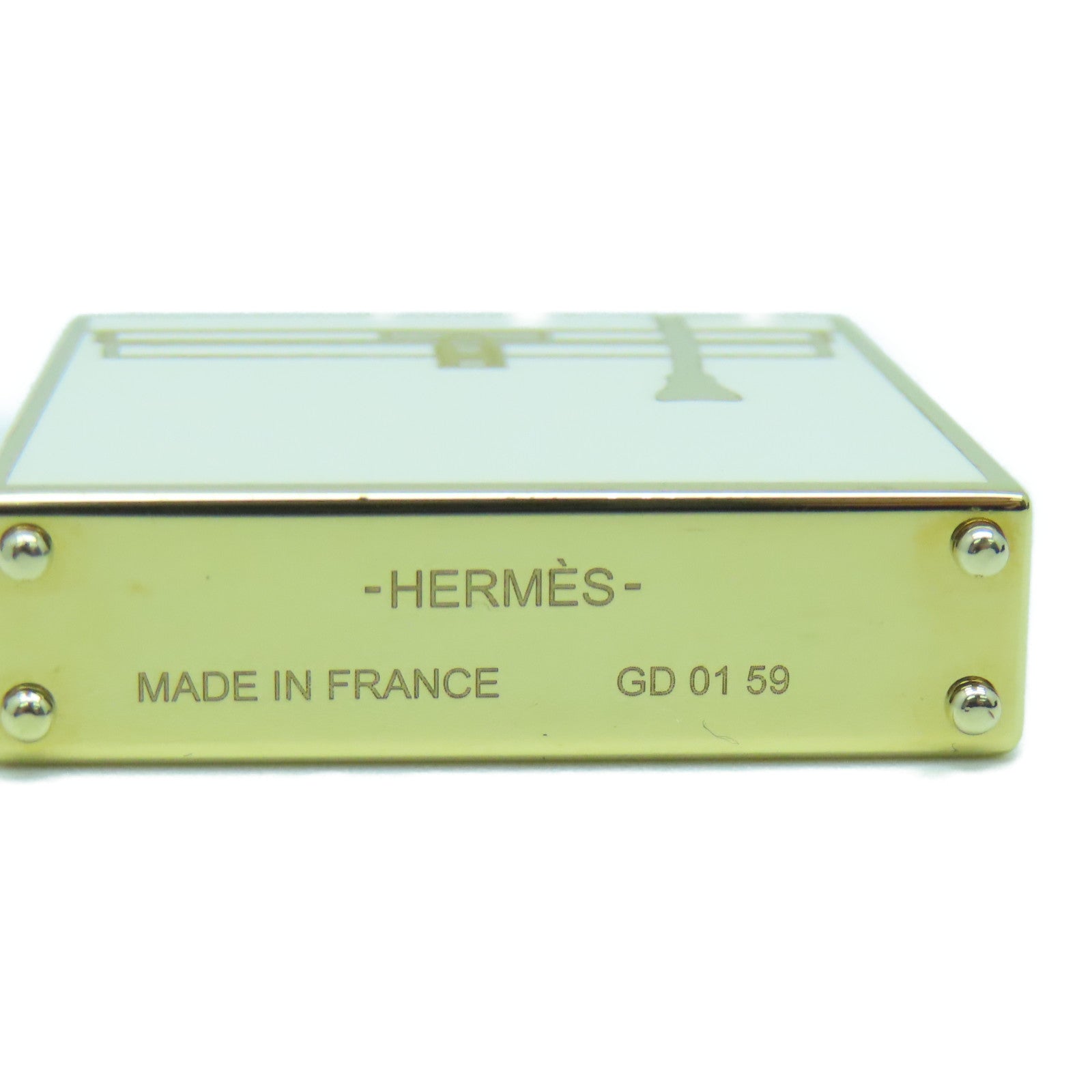 HERMES Metal Curiosite Kelly Laque Charm Scarf Buckle White Gold