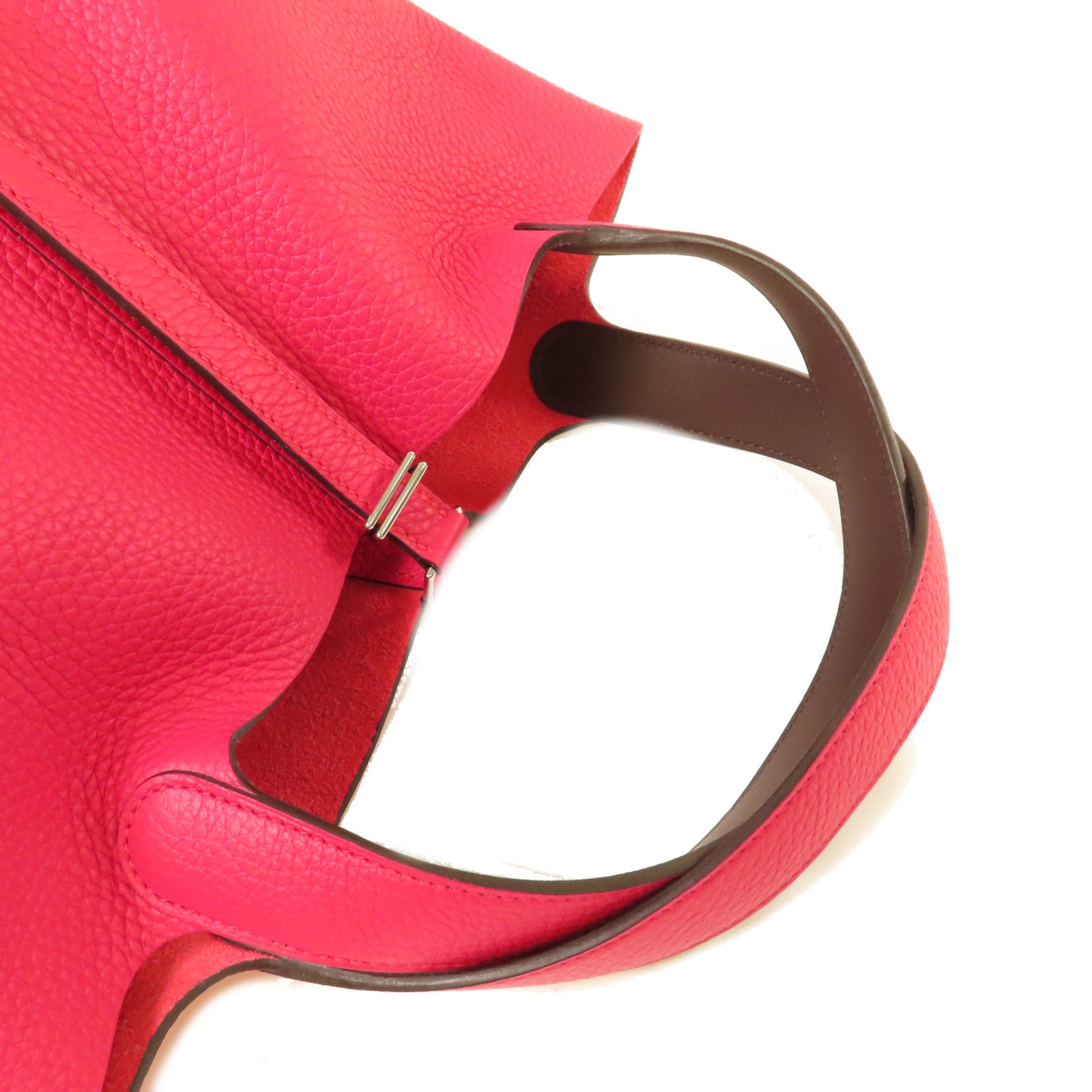 HERMES Clemence皮革Picotin MM Tote Bag銀扣手挽袋Framboise覆盆子粉紅色