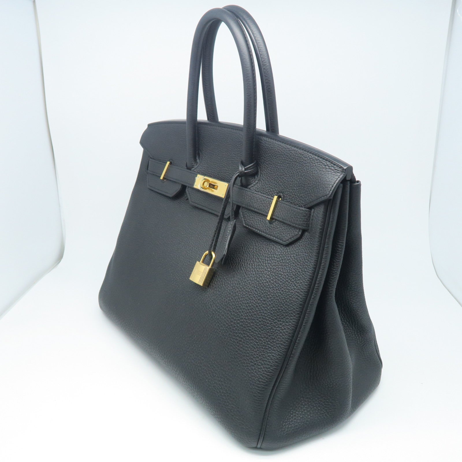 HERMES Taurillon Clemence皮革Birkin 35金扣手挽袋黑色